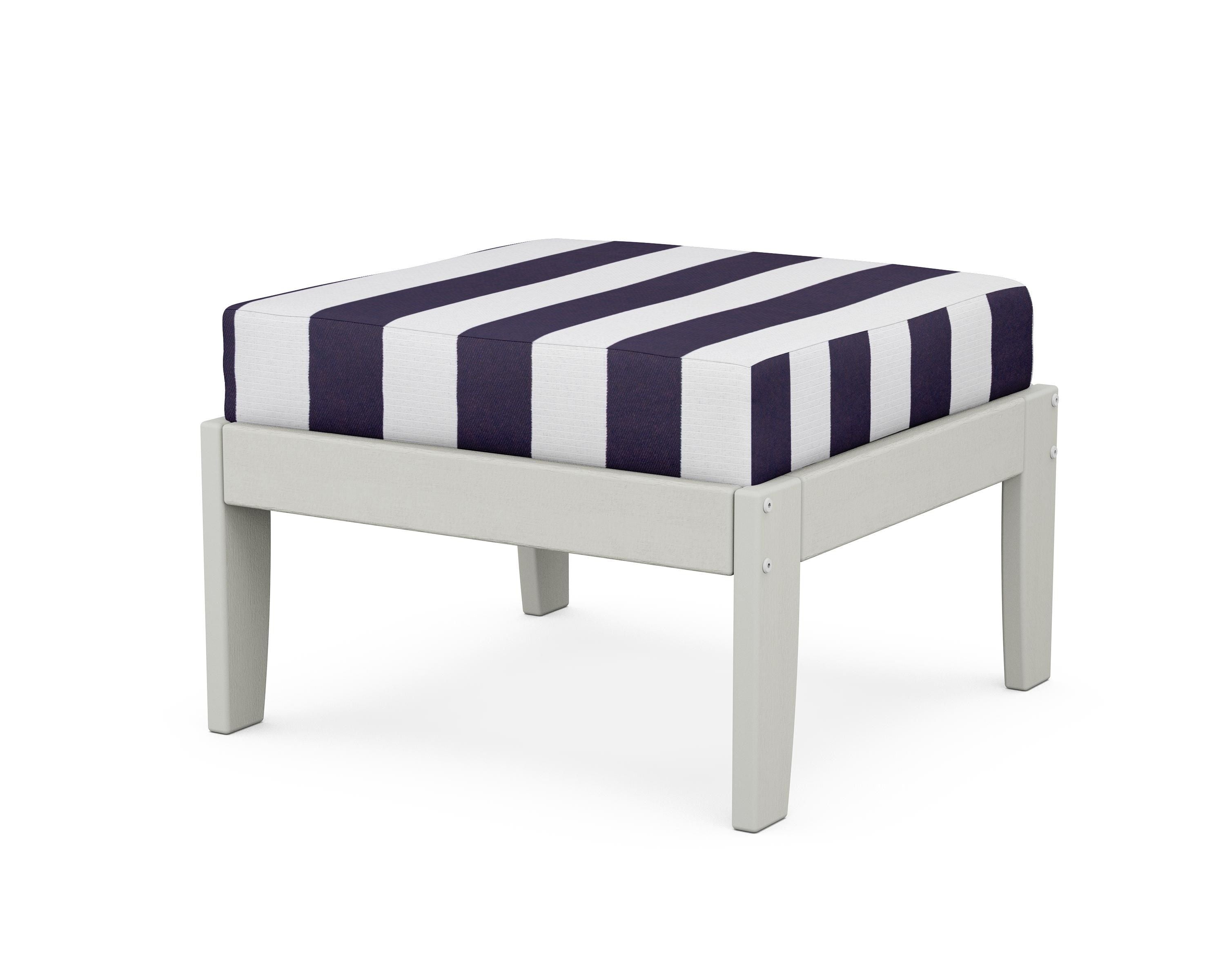 Unbranded Modular Ottoman - Classic in Vintage White / Cabana Stripe Navy