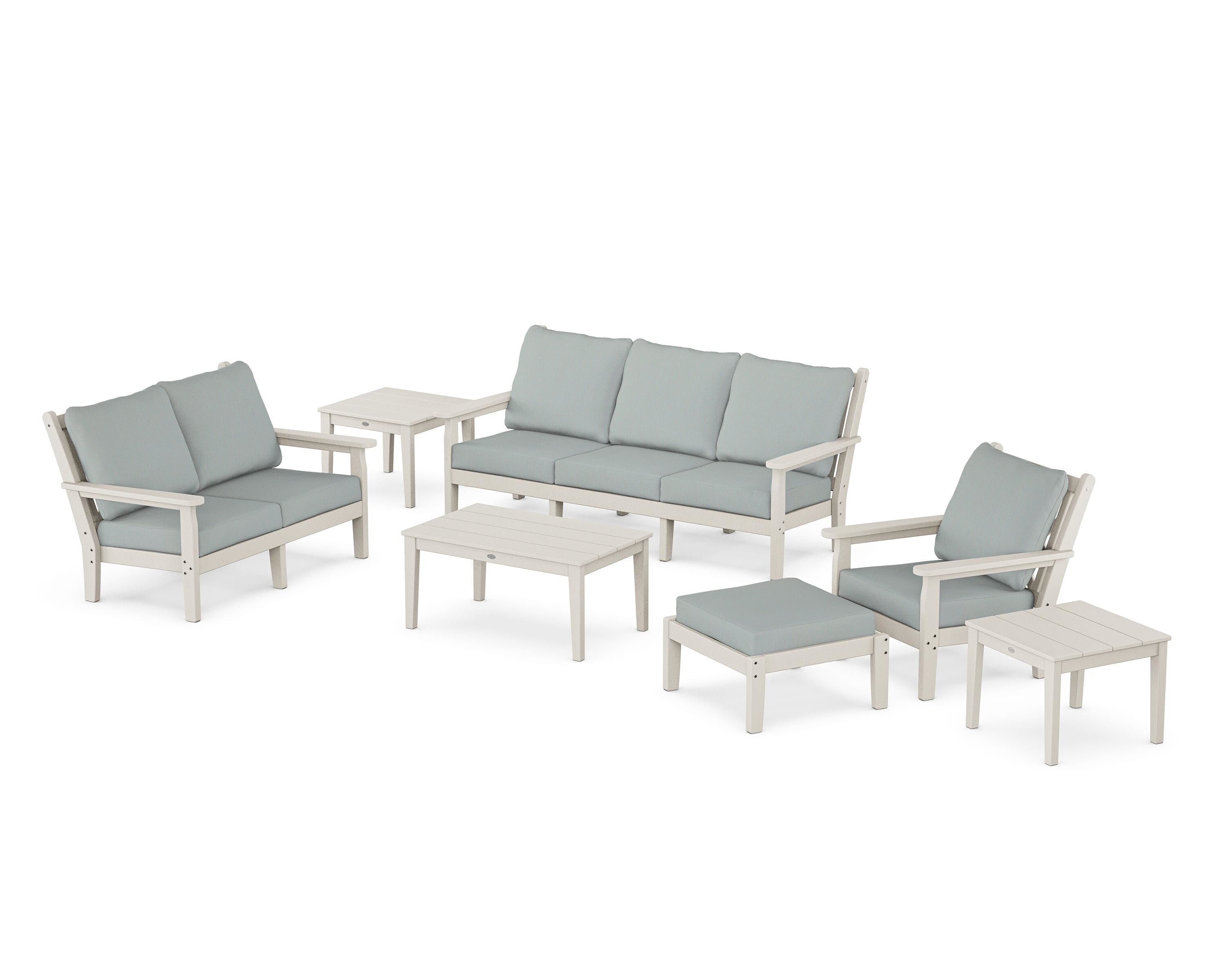 POLYWOOD® Chippendale 7-Piece Deep Seating Set in Sand / Spa
