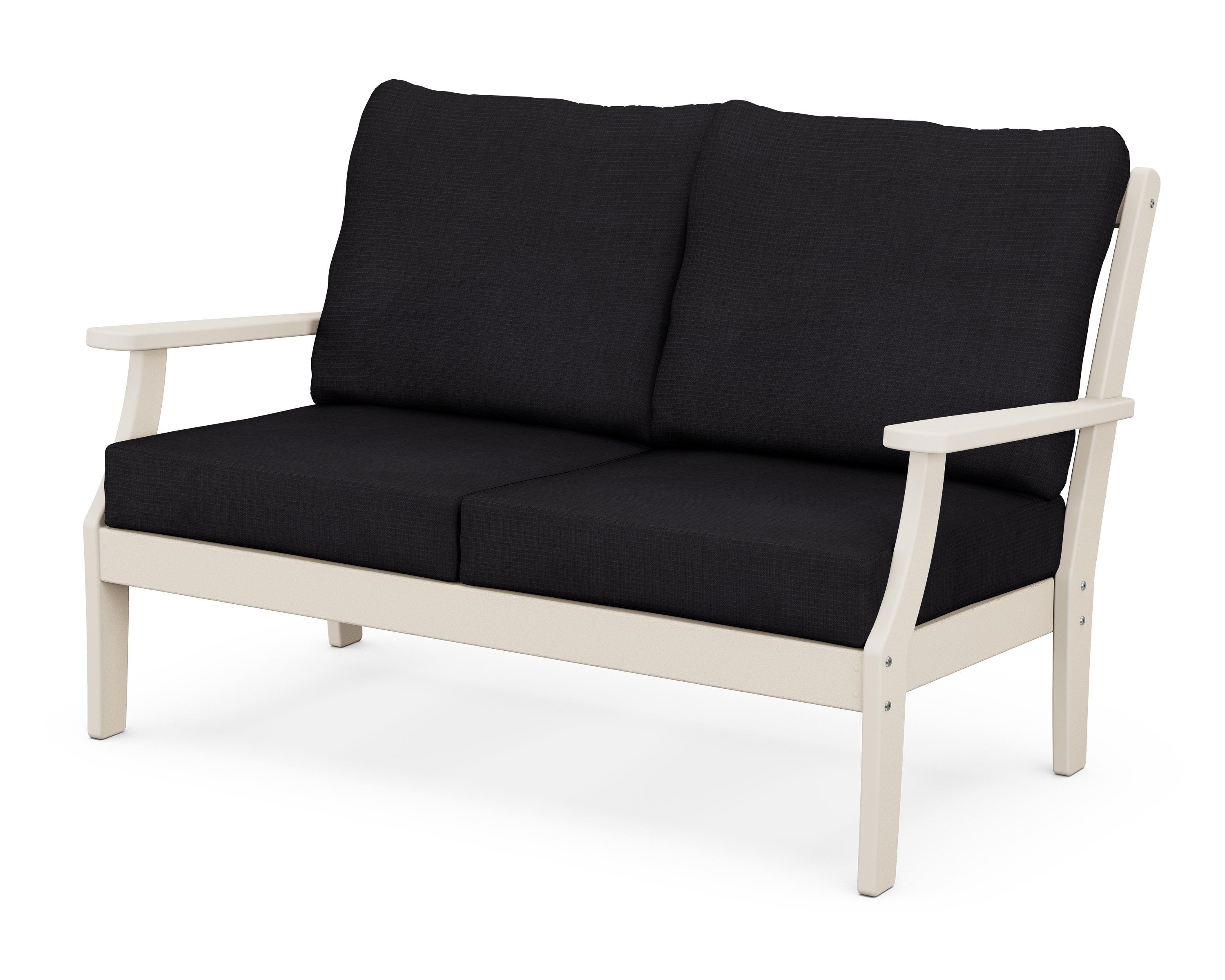 POLYWOOD® Braxton Deep Seating Loveseat in Sand / Midnight Linen