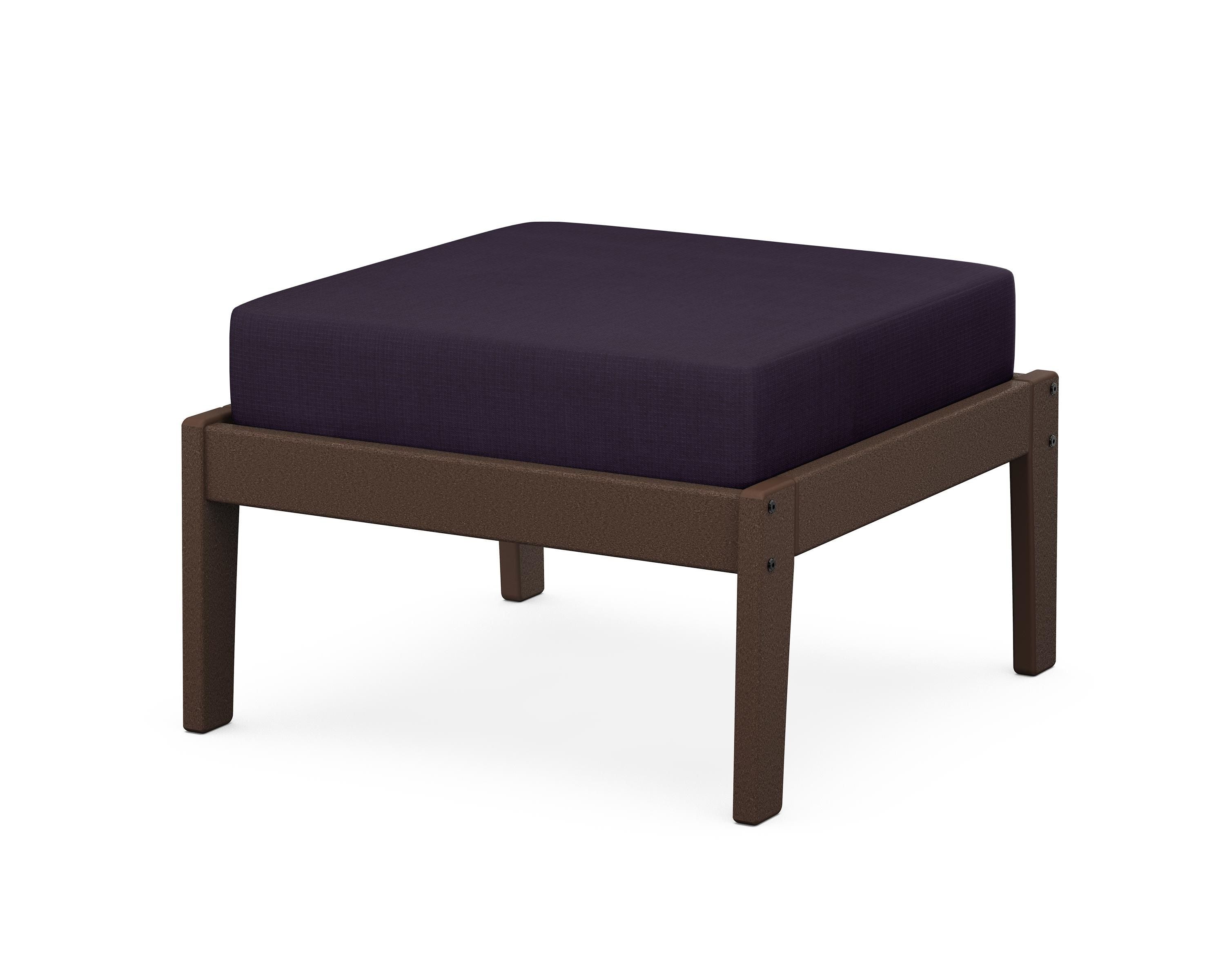 Unbranded Deep Seating Ottoman in Mahogany / Navy Linen
