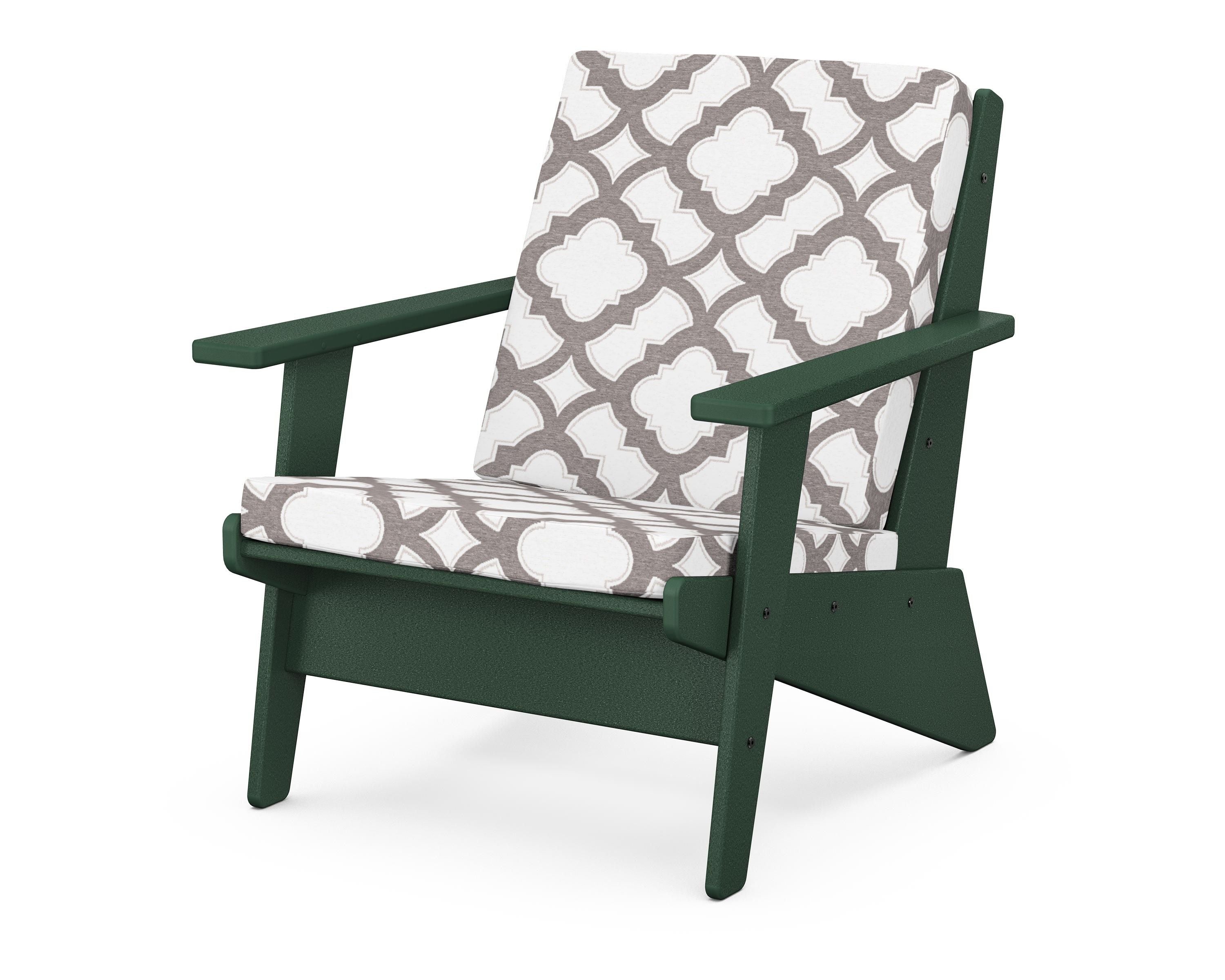 POLYWOOD® Riviera Modern Lounge Chair in Green / Trellis Grey Mist
