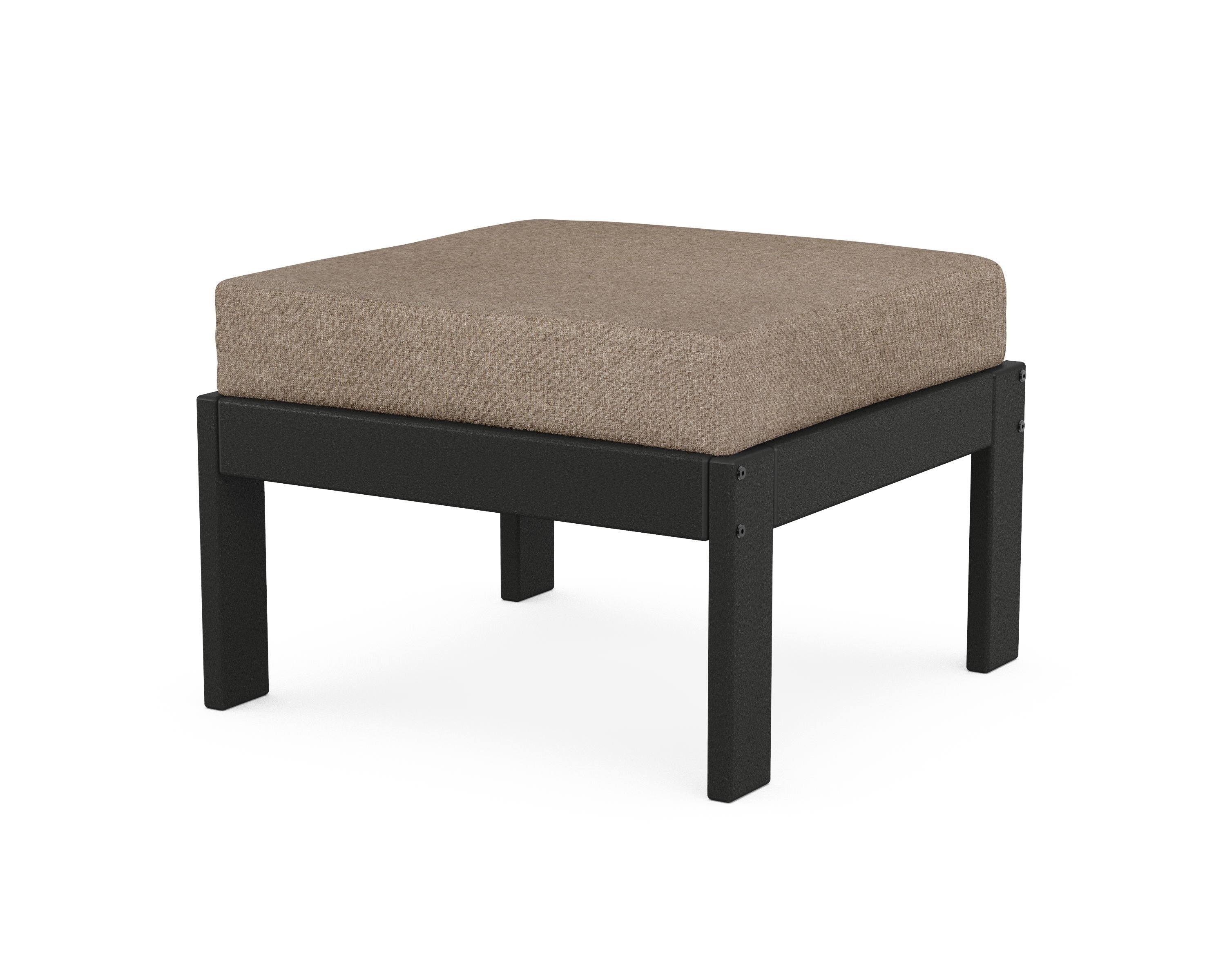 POLYWOOD® Vineyard Modular Ottoman in Black / Spiced Burlap