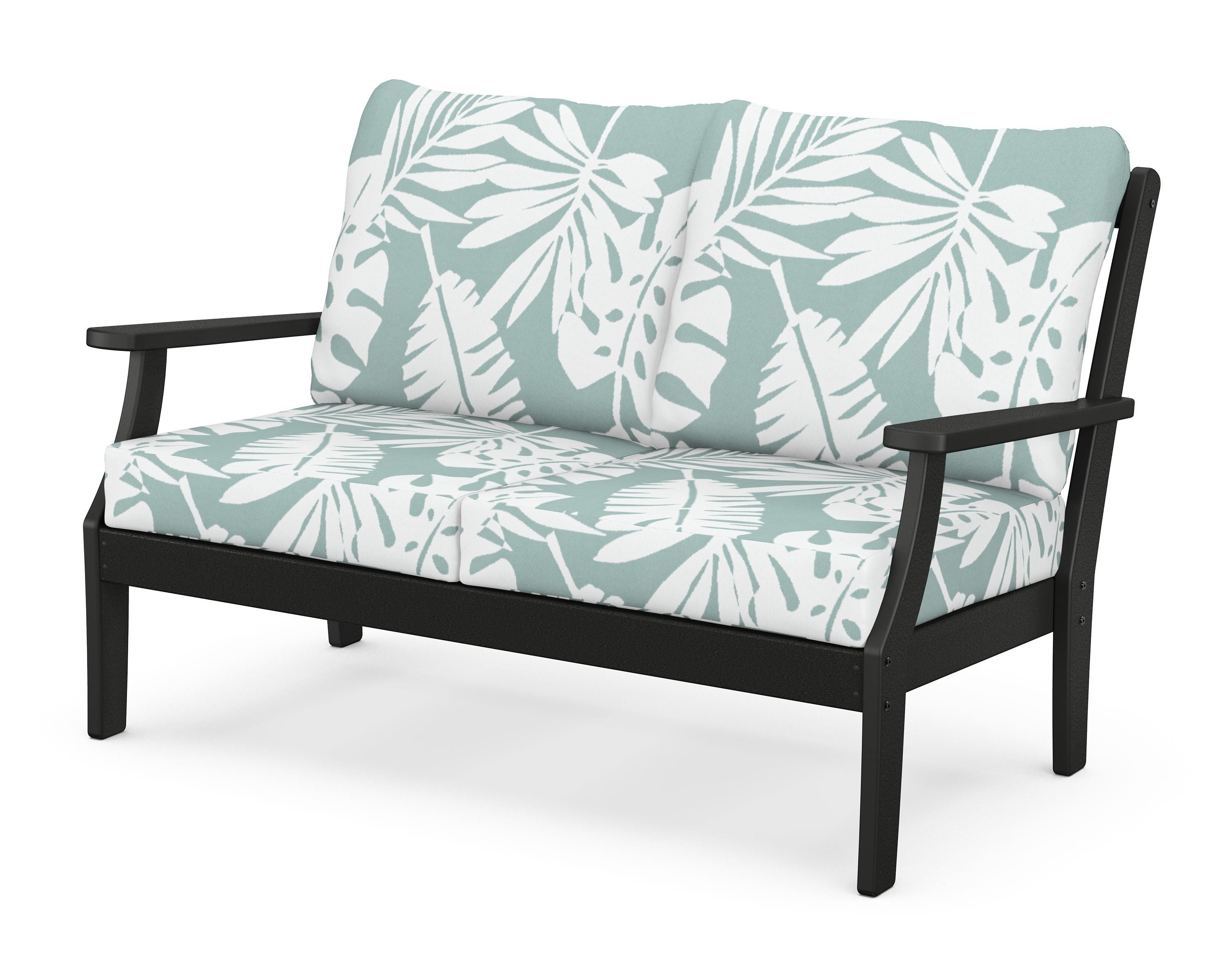 POLYWOOD® Braxton Deep Seating Loveseat in Black / Leaf Glacier Spa