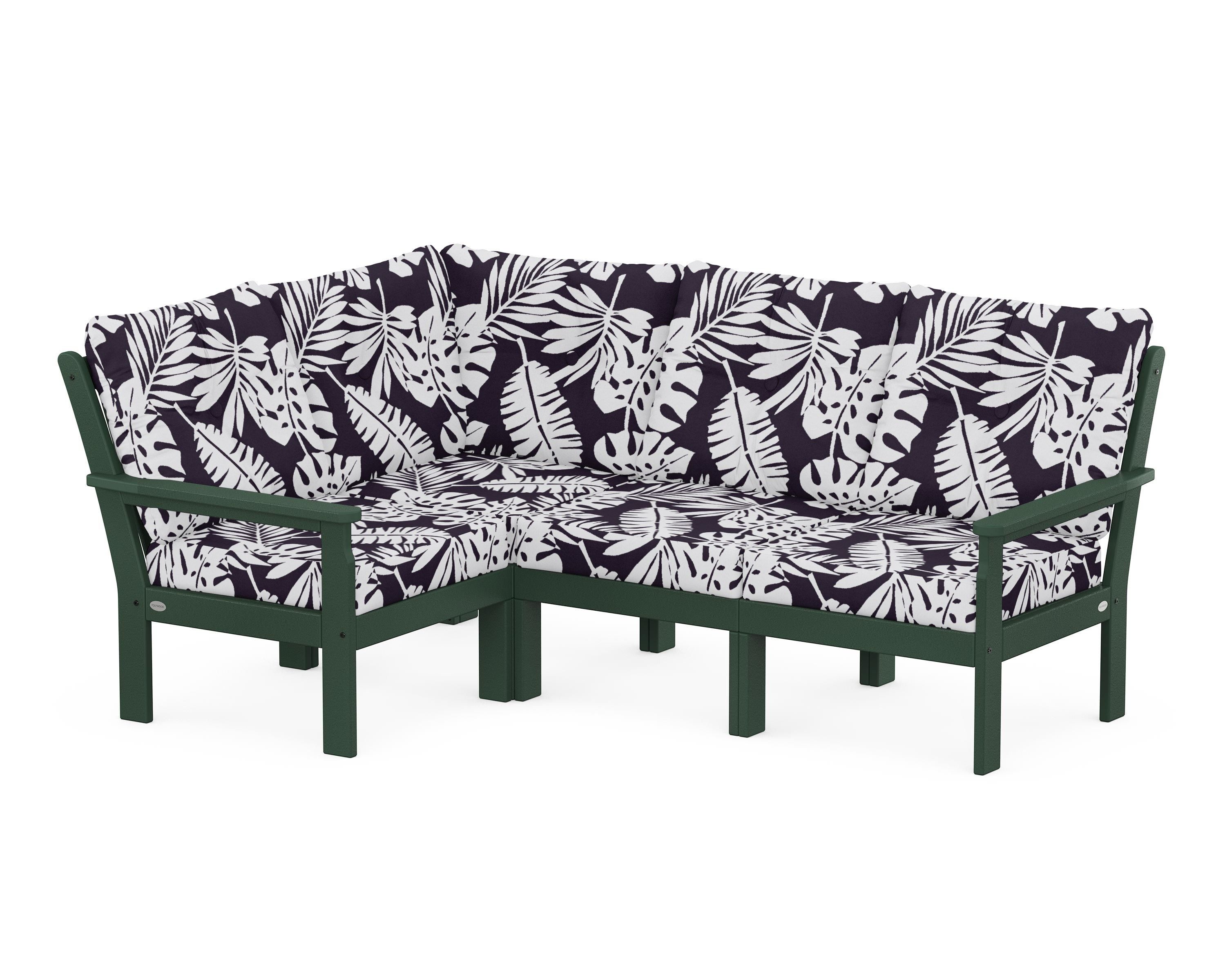 POLYWOOD® Vineyard 4-Piece Sectional in Green / Leaf Navy