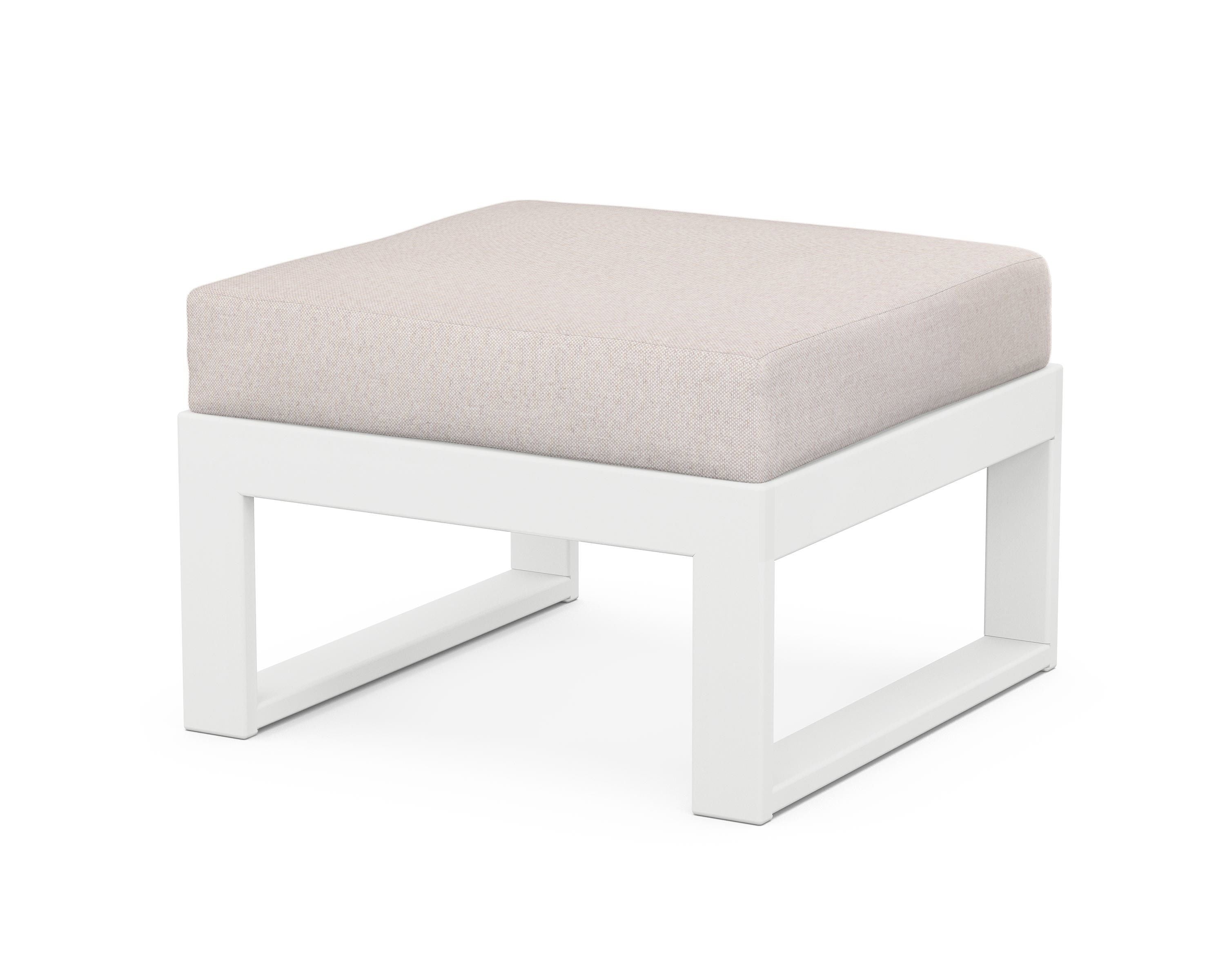 Unbranded Modular Ottoman - Modern in White / Dune Burlap