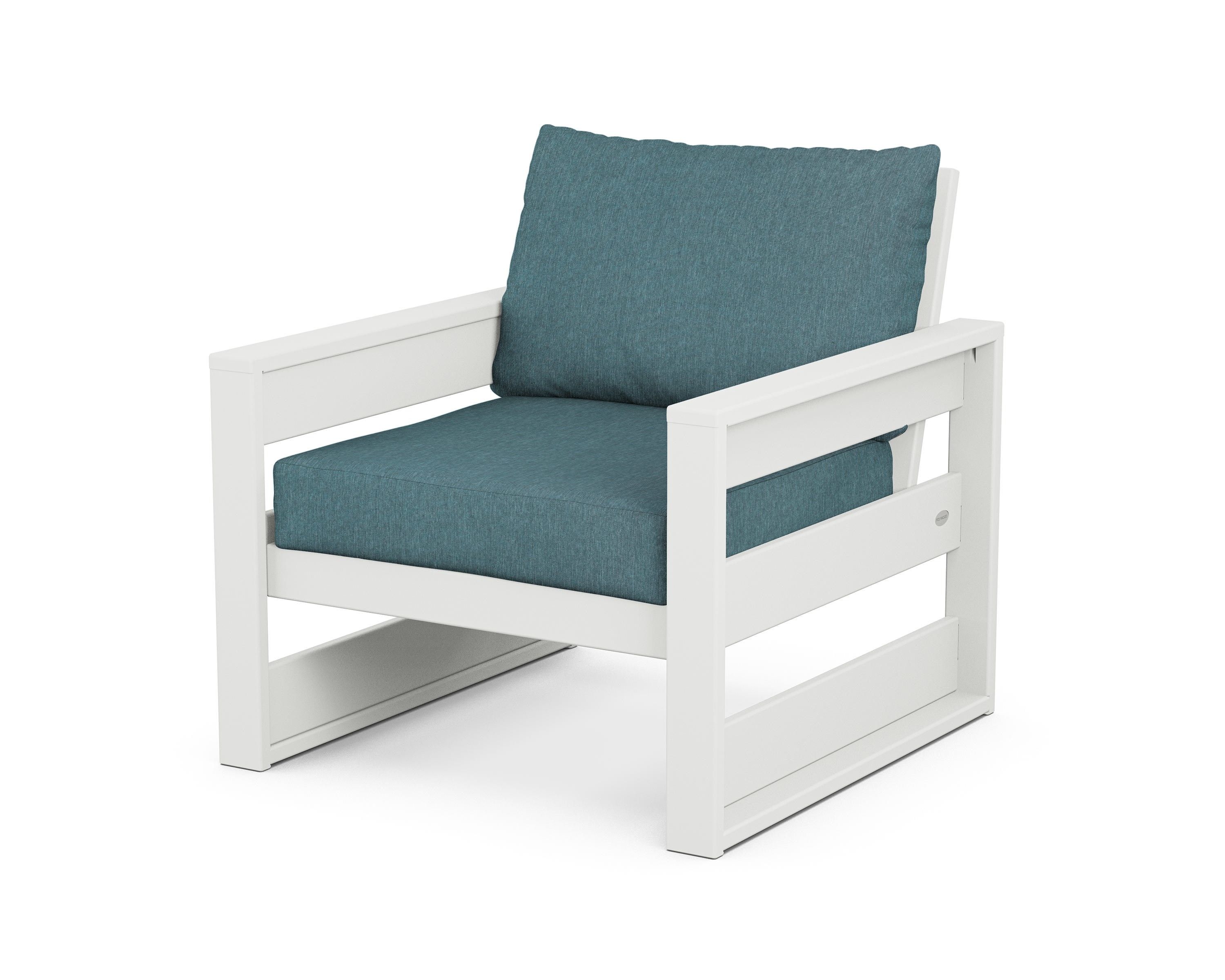 POLYWOOD® Westport Club Chair in White / Ocean Teal