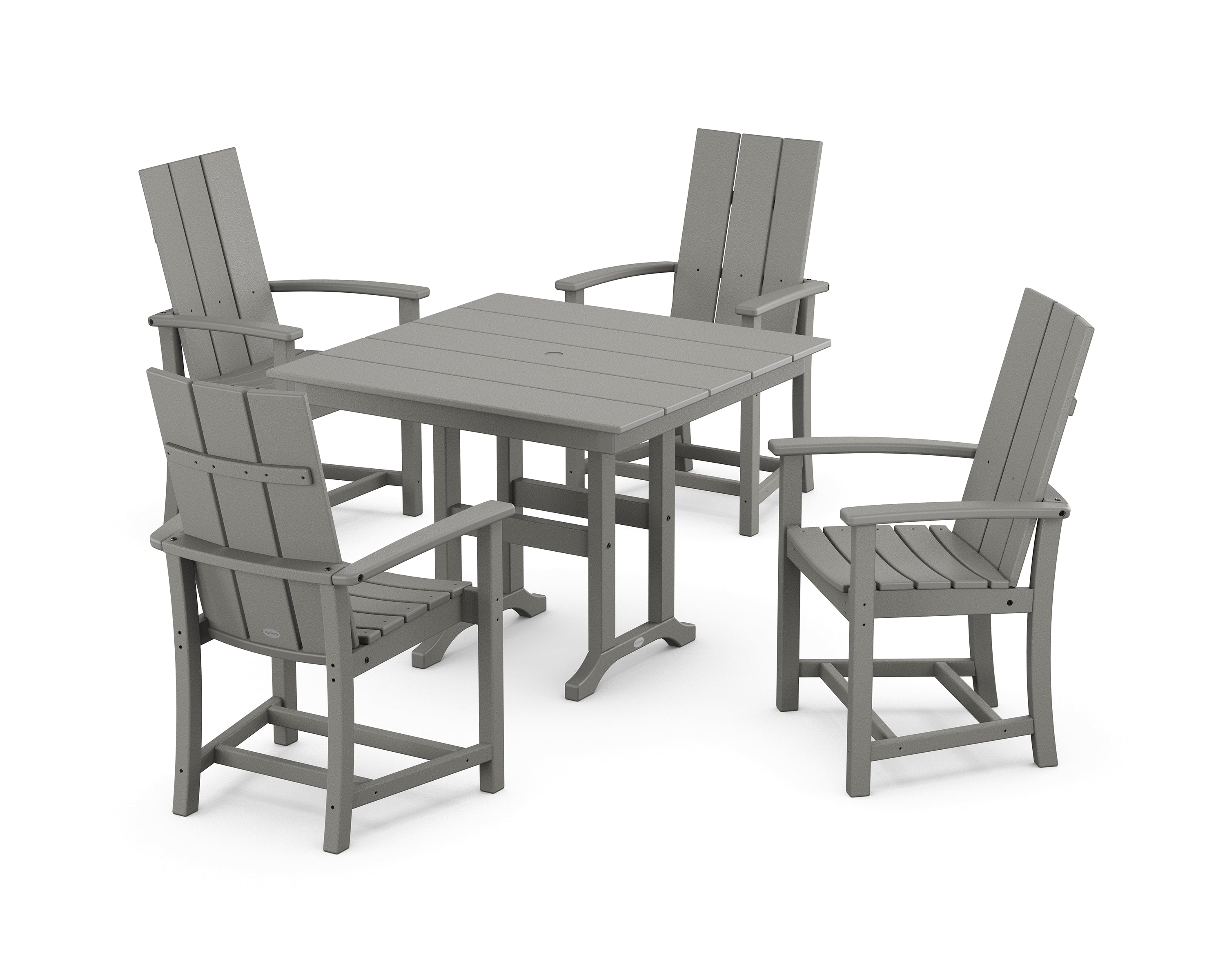 POLYWOOD® Modern Adirondack 5-Piece Farmhouse Dining Set in Slate Grey