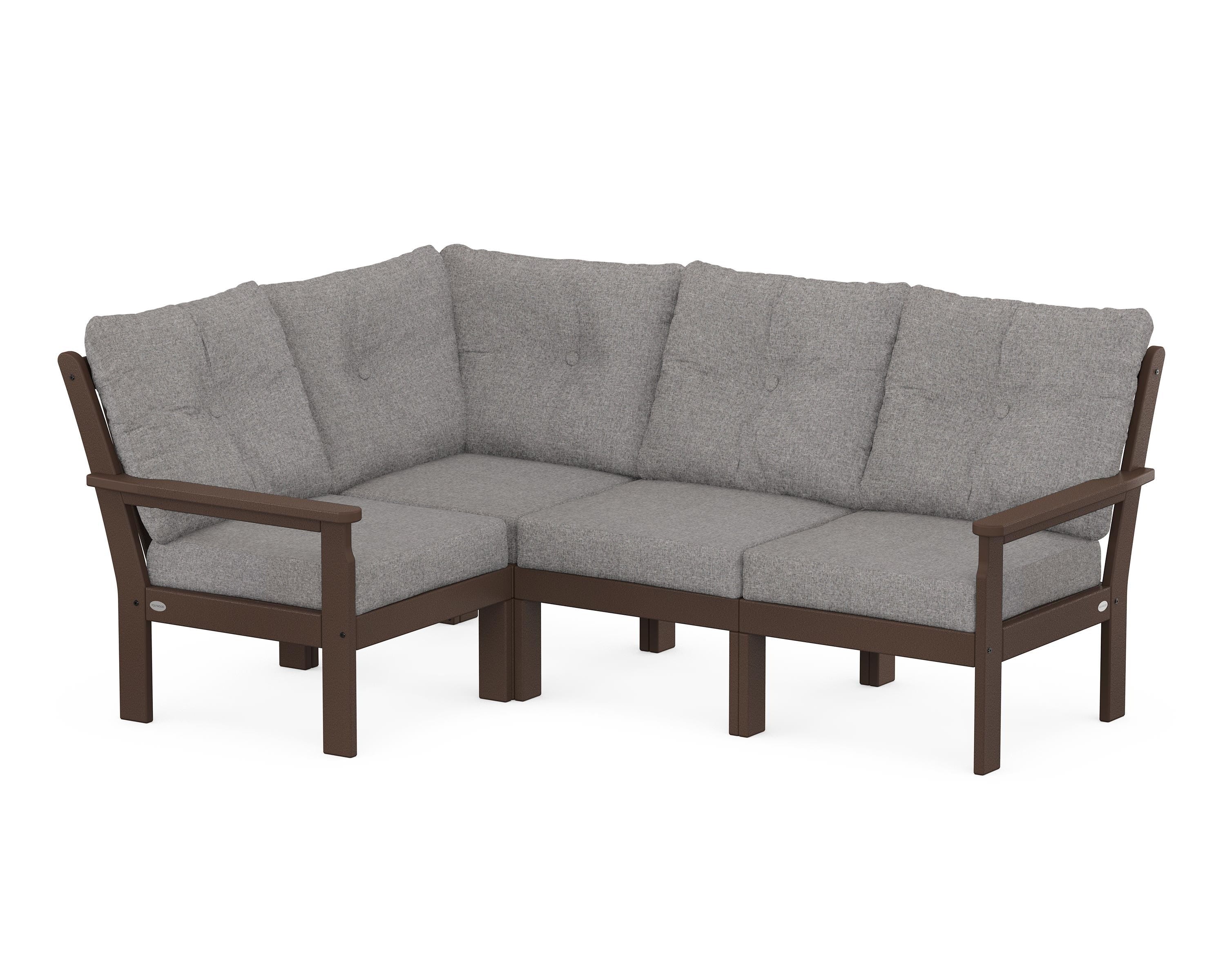 POLYWOOD® Vineyard 4-Piece Sectional in Mahogany / Grey Mist