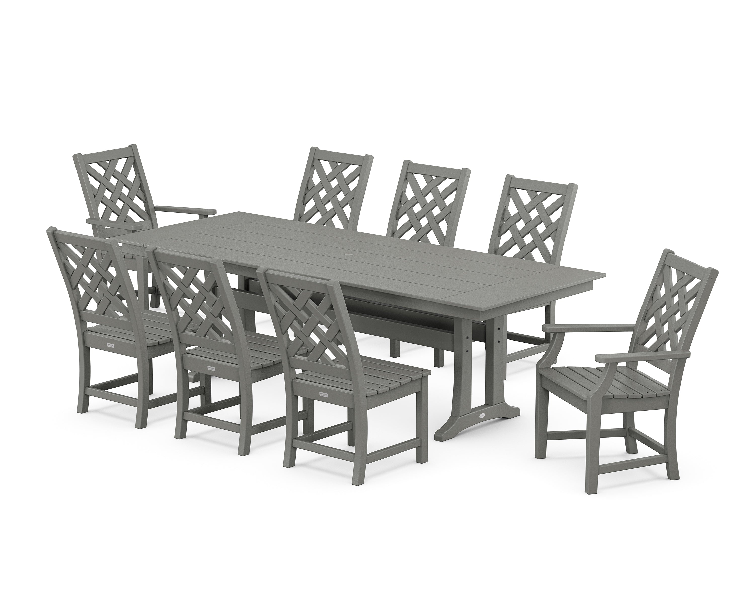 Country Living Wovendale 9-Piece Farmhouse Dining Set with Trestle Legs in Slate Grey