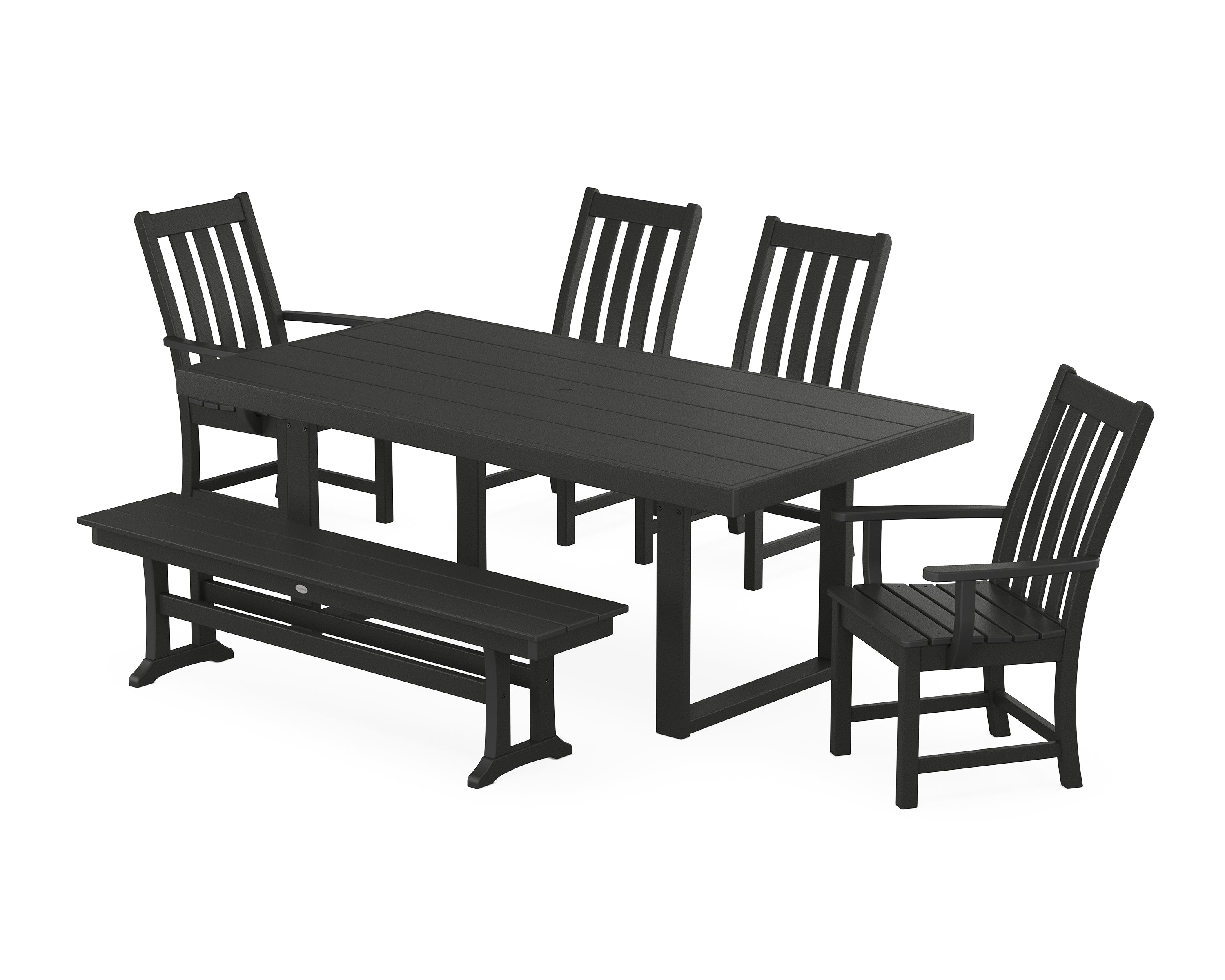 POLYWOOD® Vineyard 6-Piece Dining Set with Bench in Black
