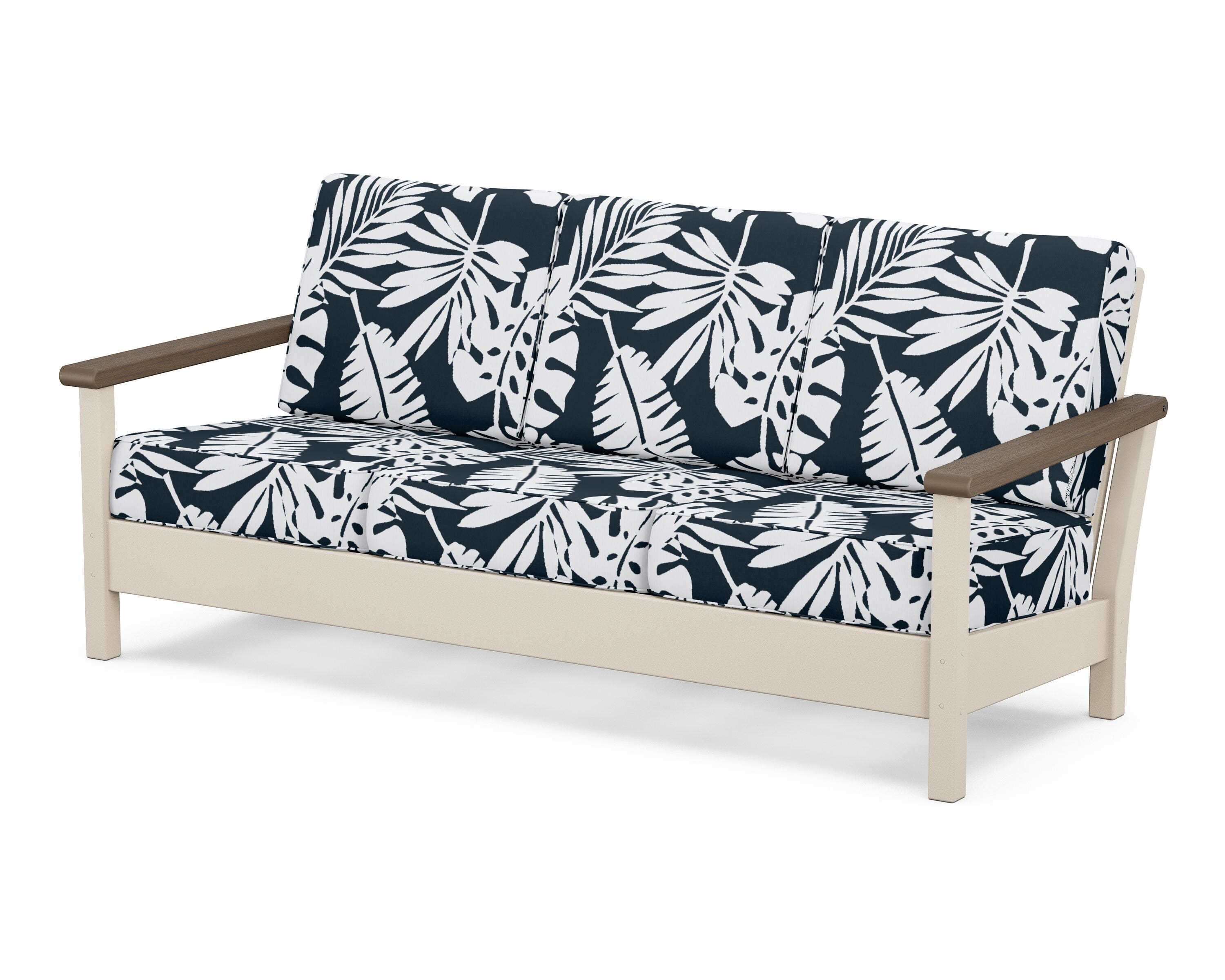POLYWOOD® Harbour Deep Seating Sofa in Sand / Kona / Leaf Marine Indigo