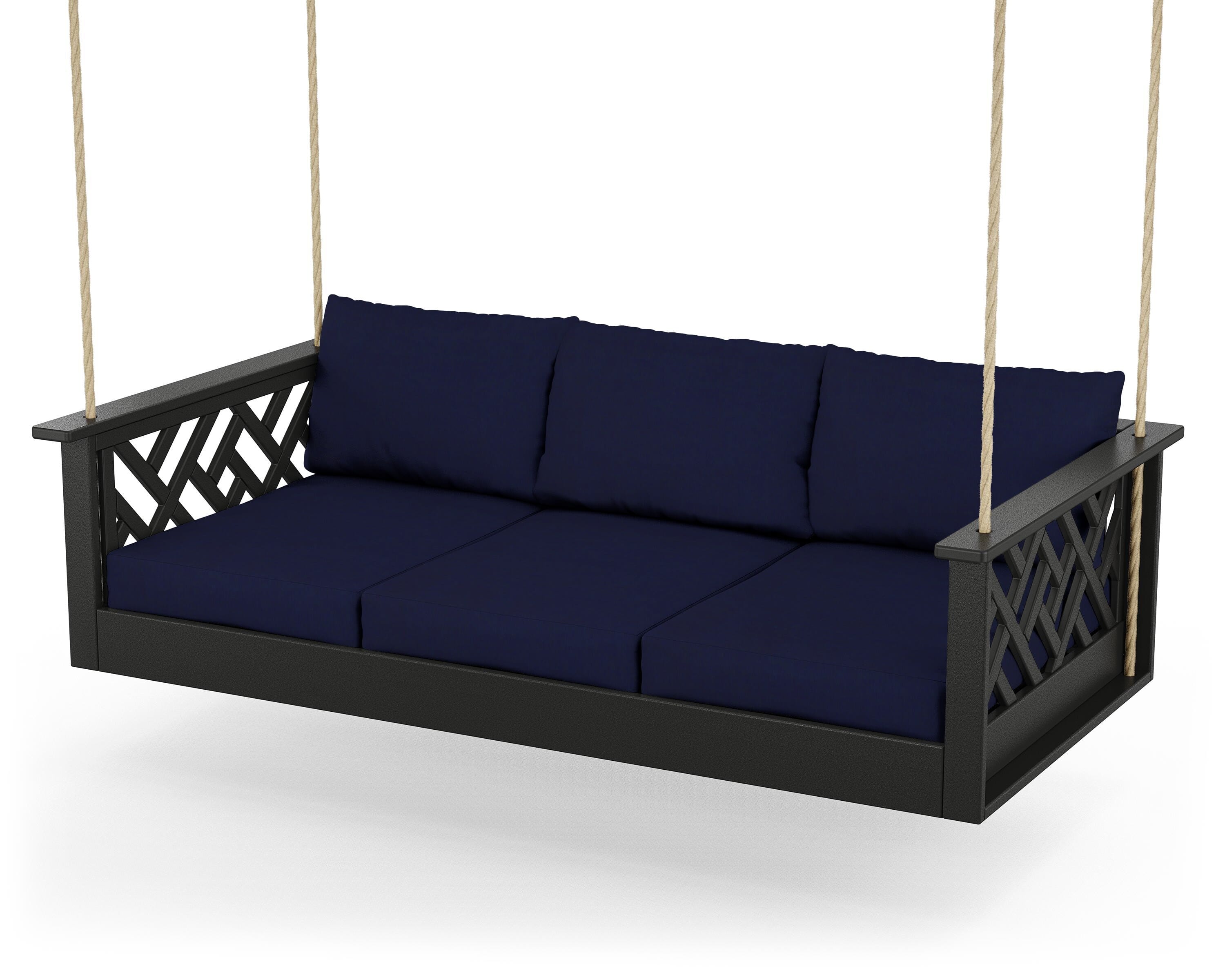 POLYWOOD® Chippendale Daybed Swing in Black / Navy