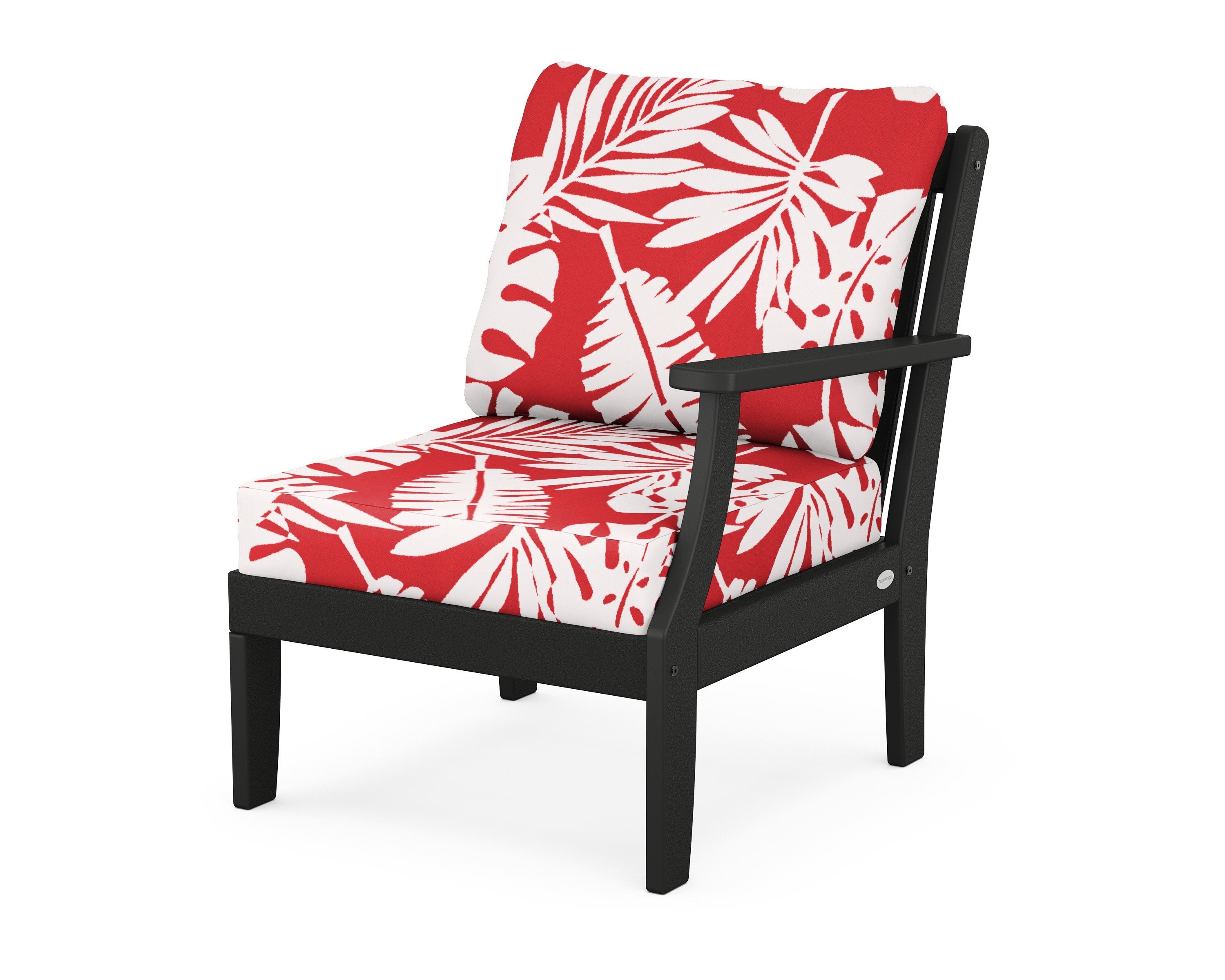 POLYWOOD® Braxton Modular Right Arm Chair in Black / Leaf Crimson