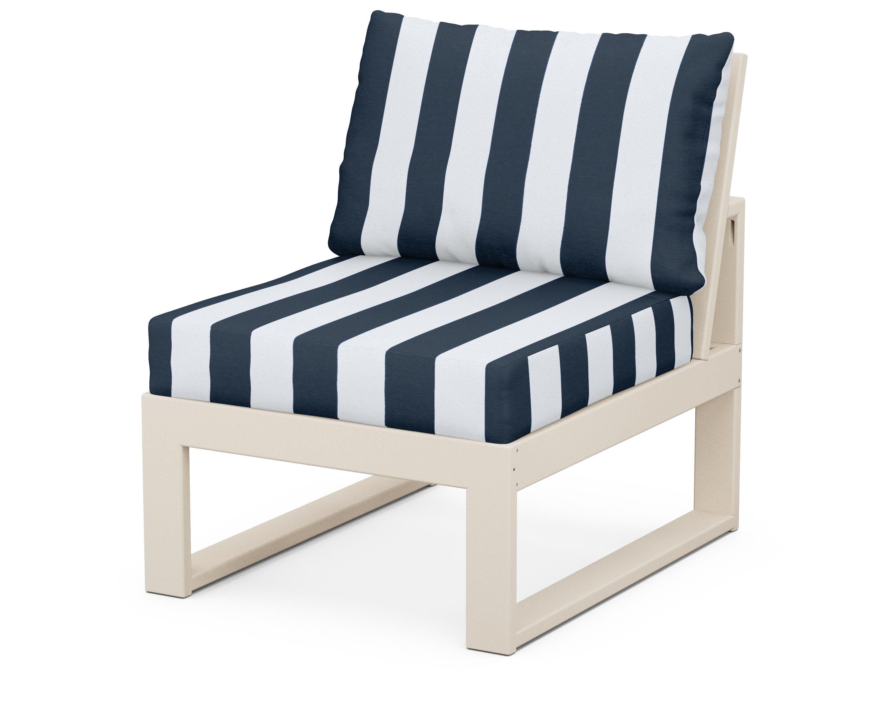 Unbranded Modular Armless Chair in Sand / Cabana Stripe Marine Indigo