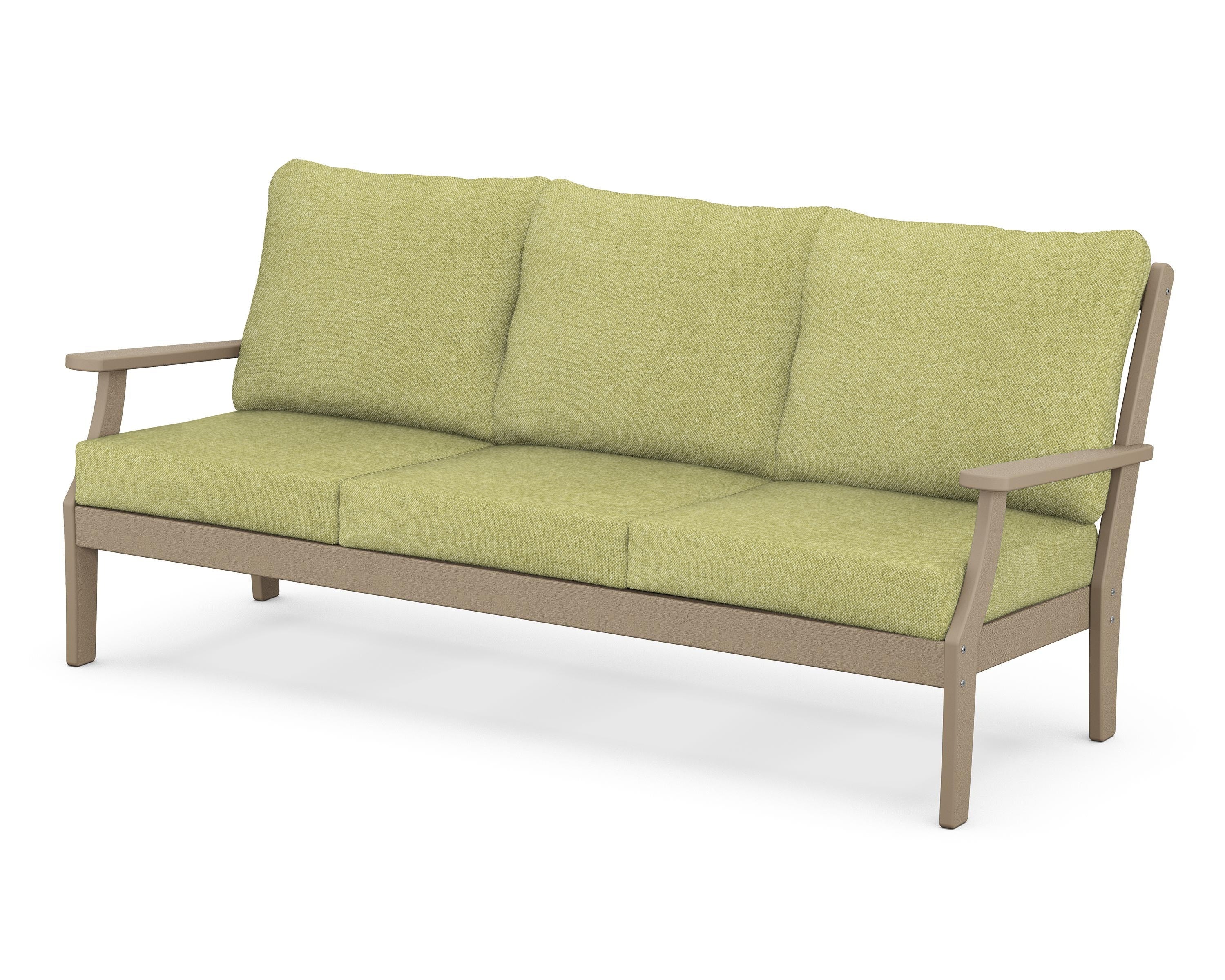 POLYWOOD® Braxton Deep Seating Sofa in Vintage Sahara / Chartreuse Boucle