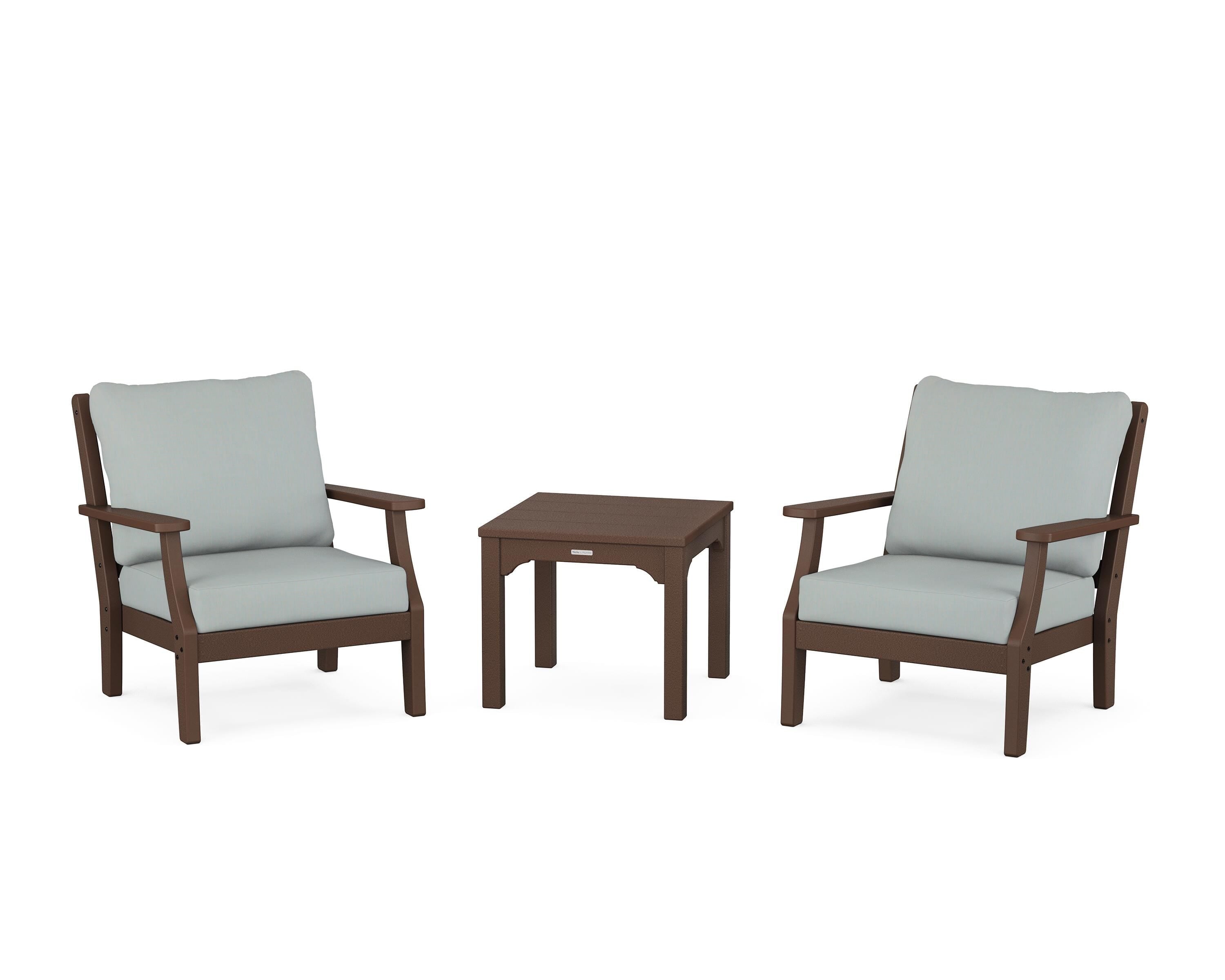 Martha Stewart by POLYWOOD® Chinoiserie 3-Piece Deep Seating Set in Mahogany / Spa