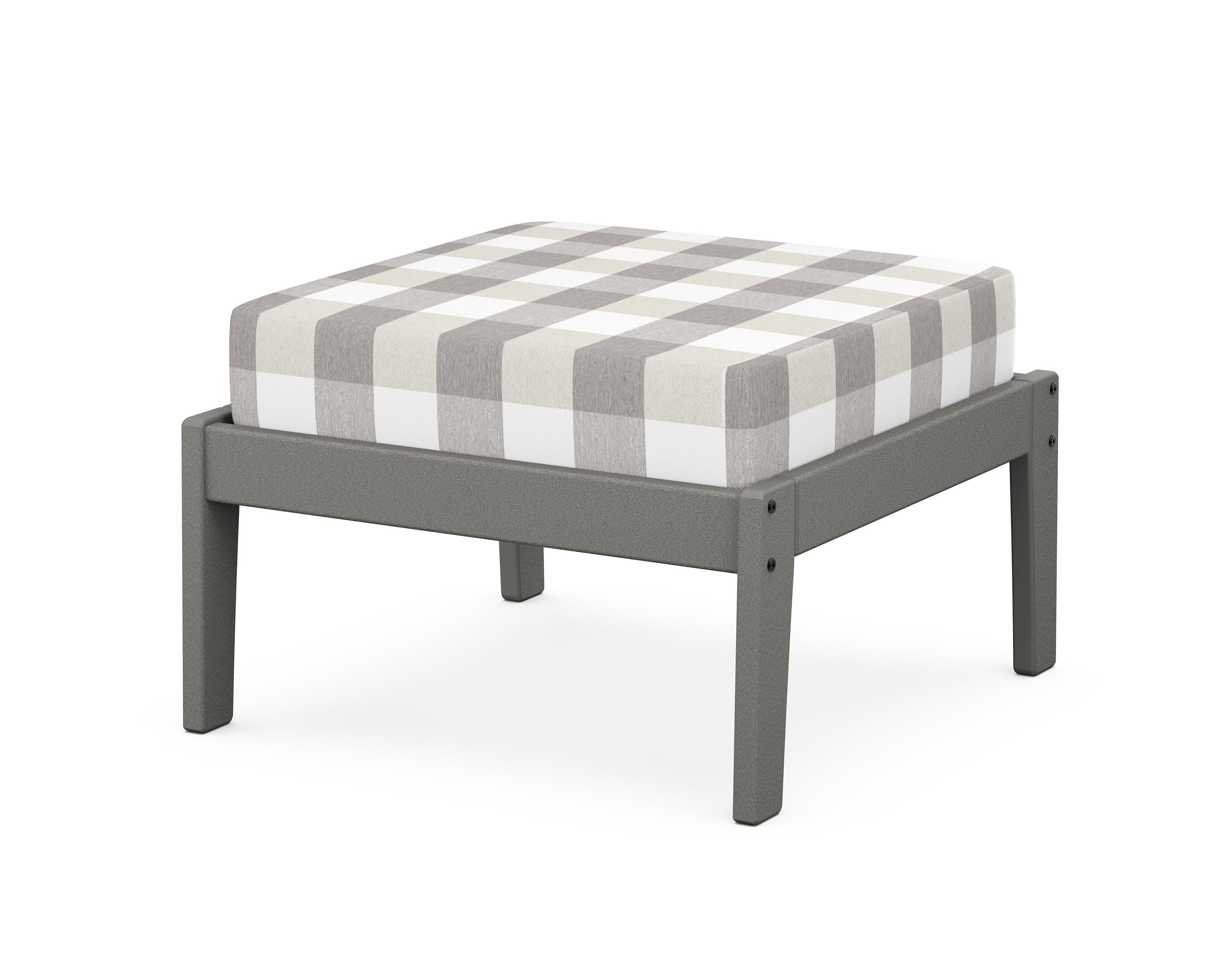 Unbranded Deep Seating Ottoman in Slate Grey / Buffalo Plaid Grey Mist