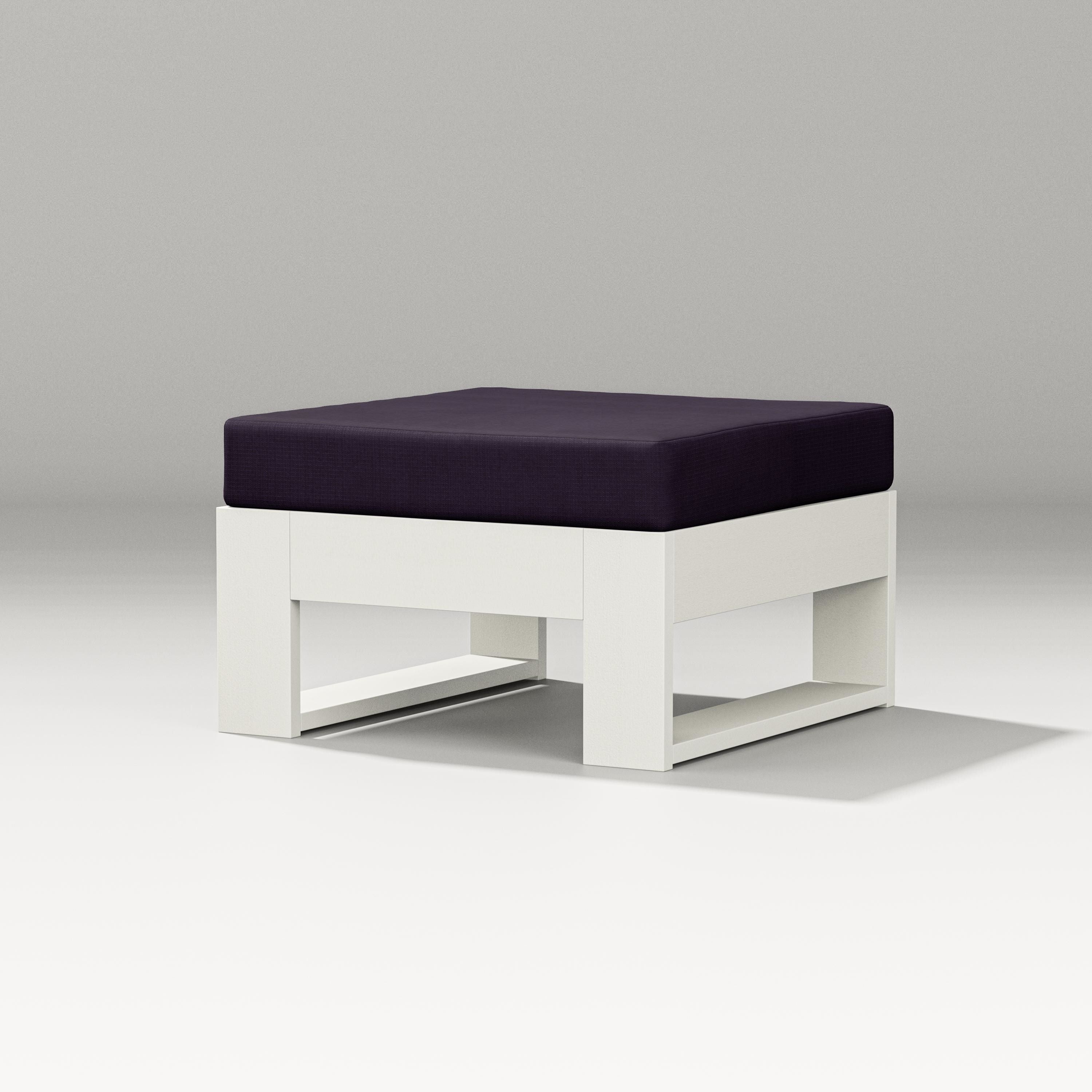 PW Designer Series Latitude Lounge Ottoman in Vintage White / Navy Linen