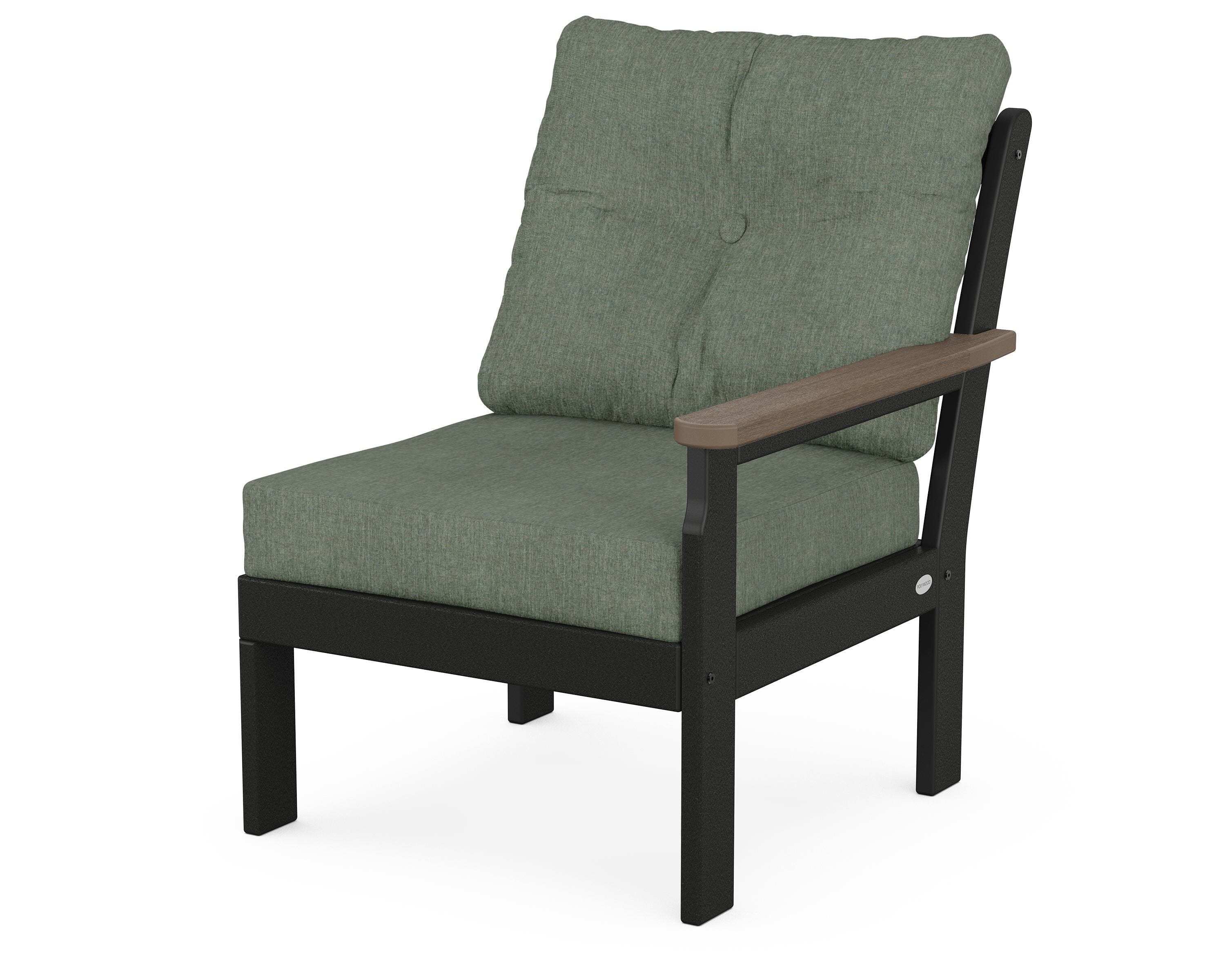 POLYWOOD® Vineyard Modular Right Arm Chair in Black / Kona / Cast Sage