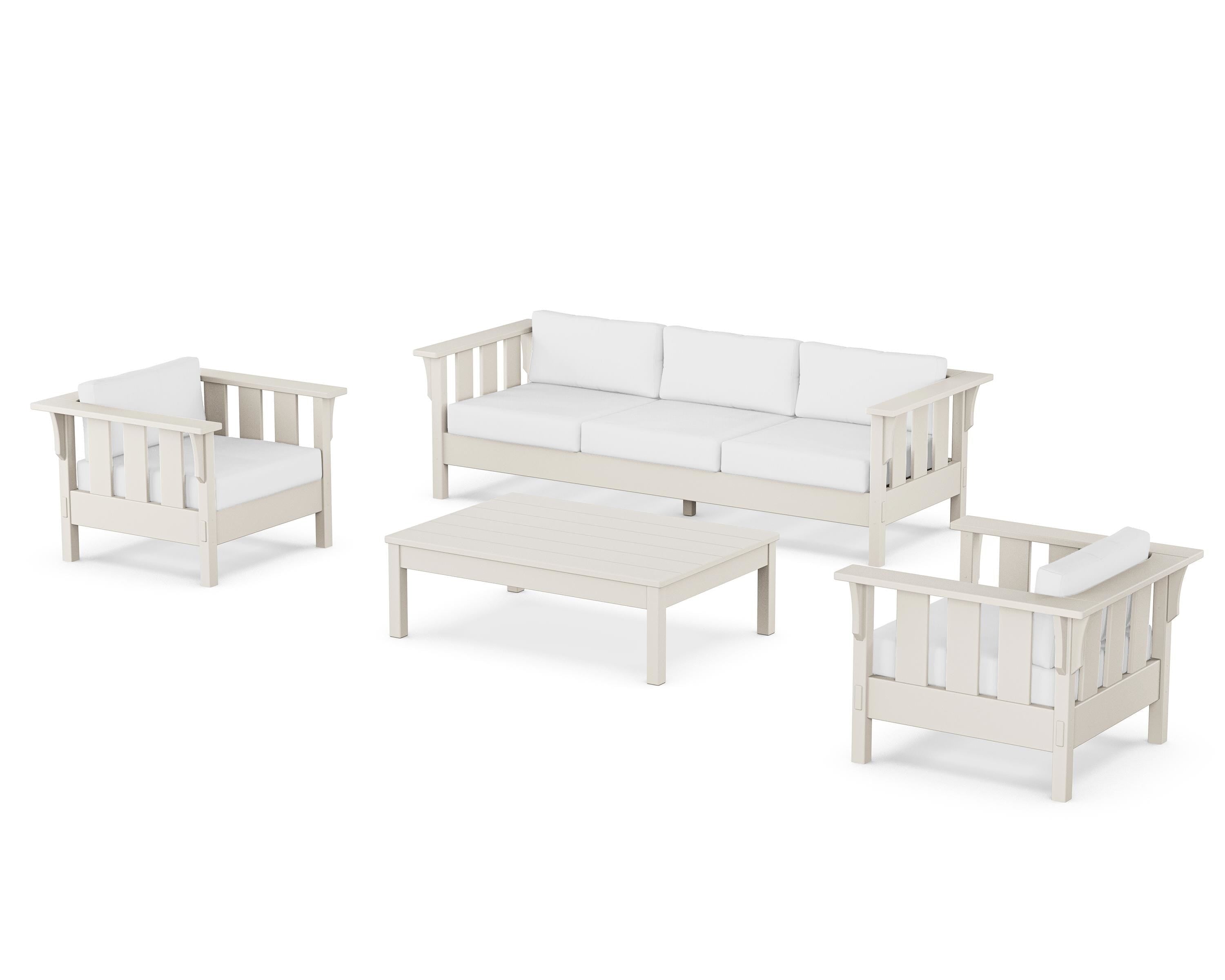 Martha Stewart by POLYWOOD® Acadia 4-Piece Deep Seating Set with Sofa in Sand / Natural