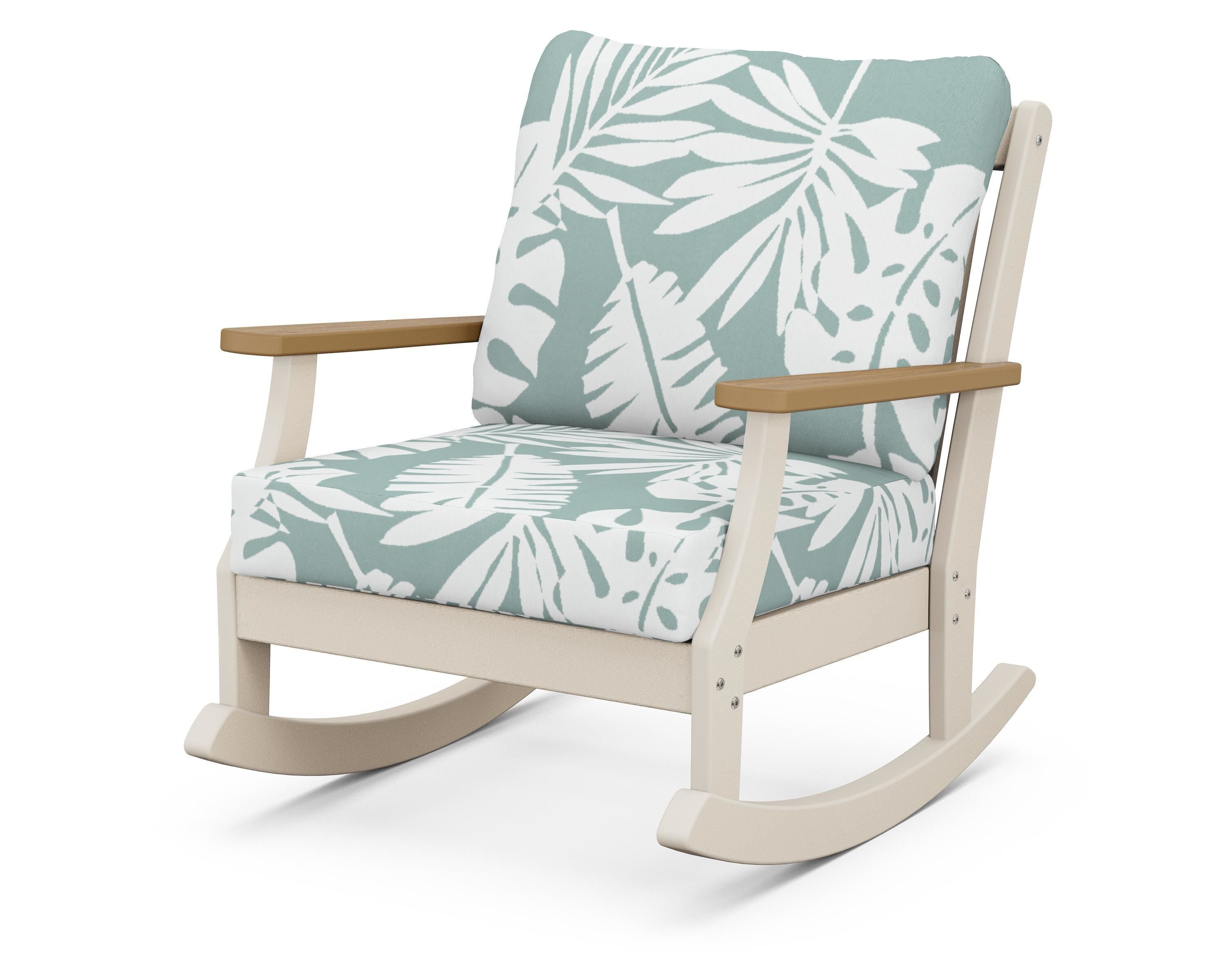 POLYWOOD® Braxton Deep Seating Rocking Chair in Sand / Natural / Leaf Glacier Spa