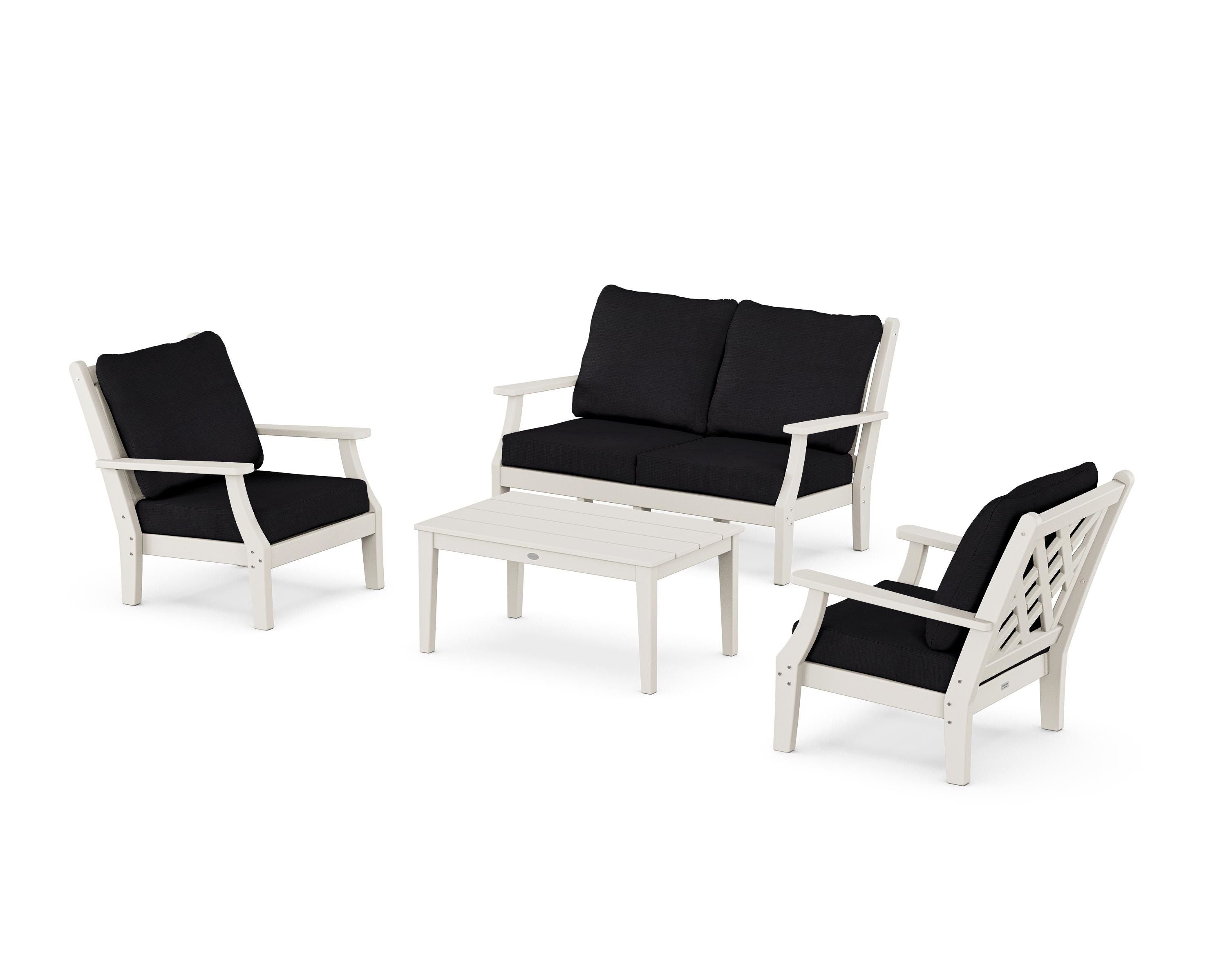 Country Living Wovendale 4-Piece Deep Seating Set with Loveseat in Sand / Midnight Linen