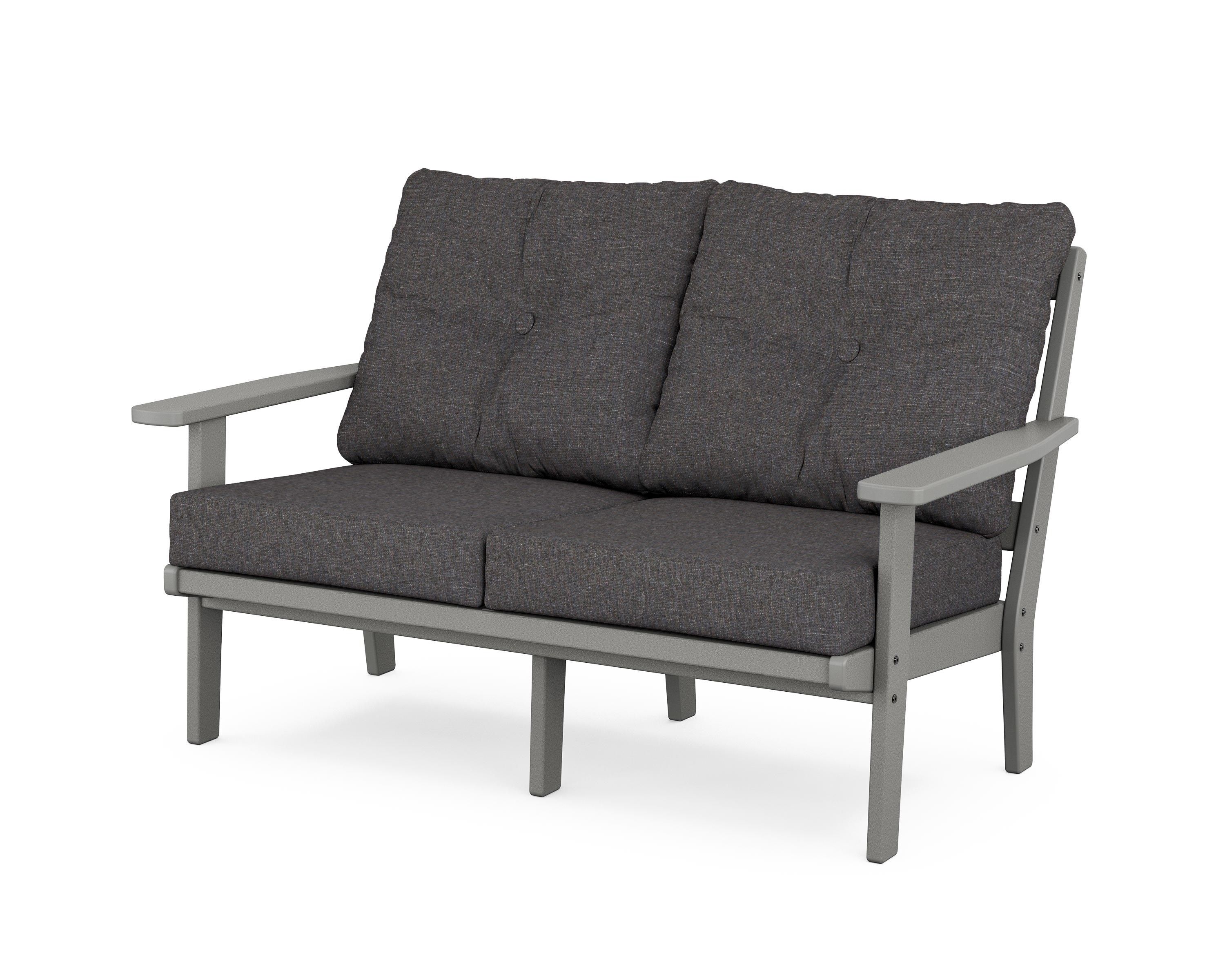POLYWOOD® Prairie Deep Seating Loveseat in Slate Grey / Ash Charcoal