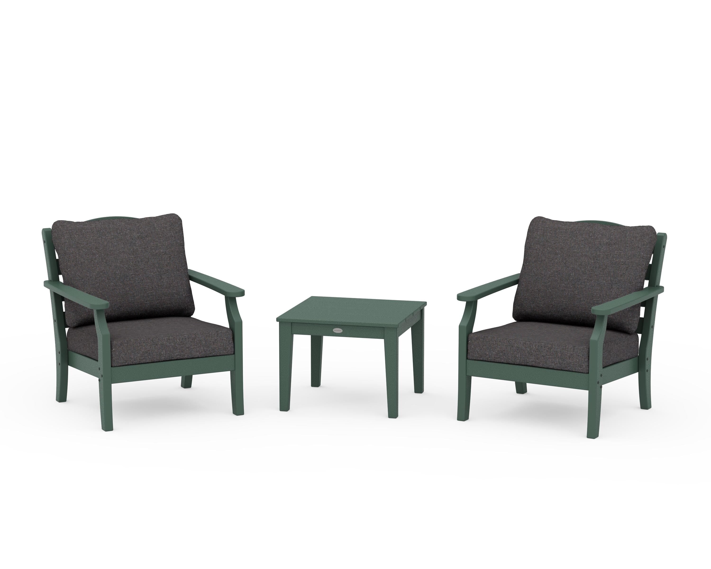Draper James™ by POLYWOOD® Savannah 3-Piece Deep Seating Set in Green / Ash Charcoal
