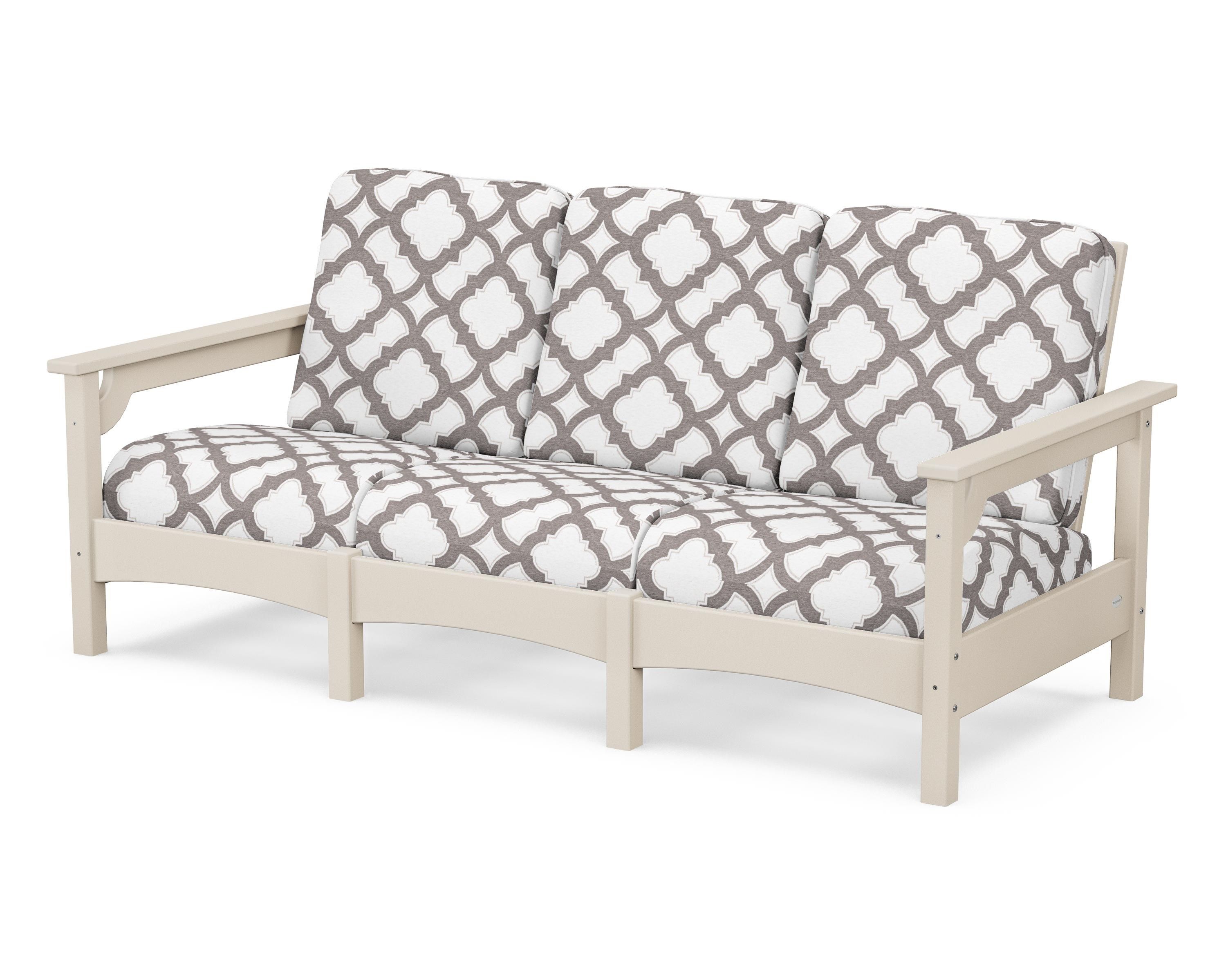 POLYWOOD® Club Sofa in Sand / Trellis Grey Mist
