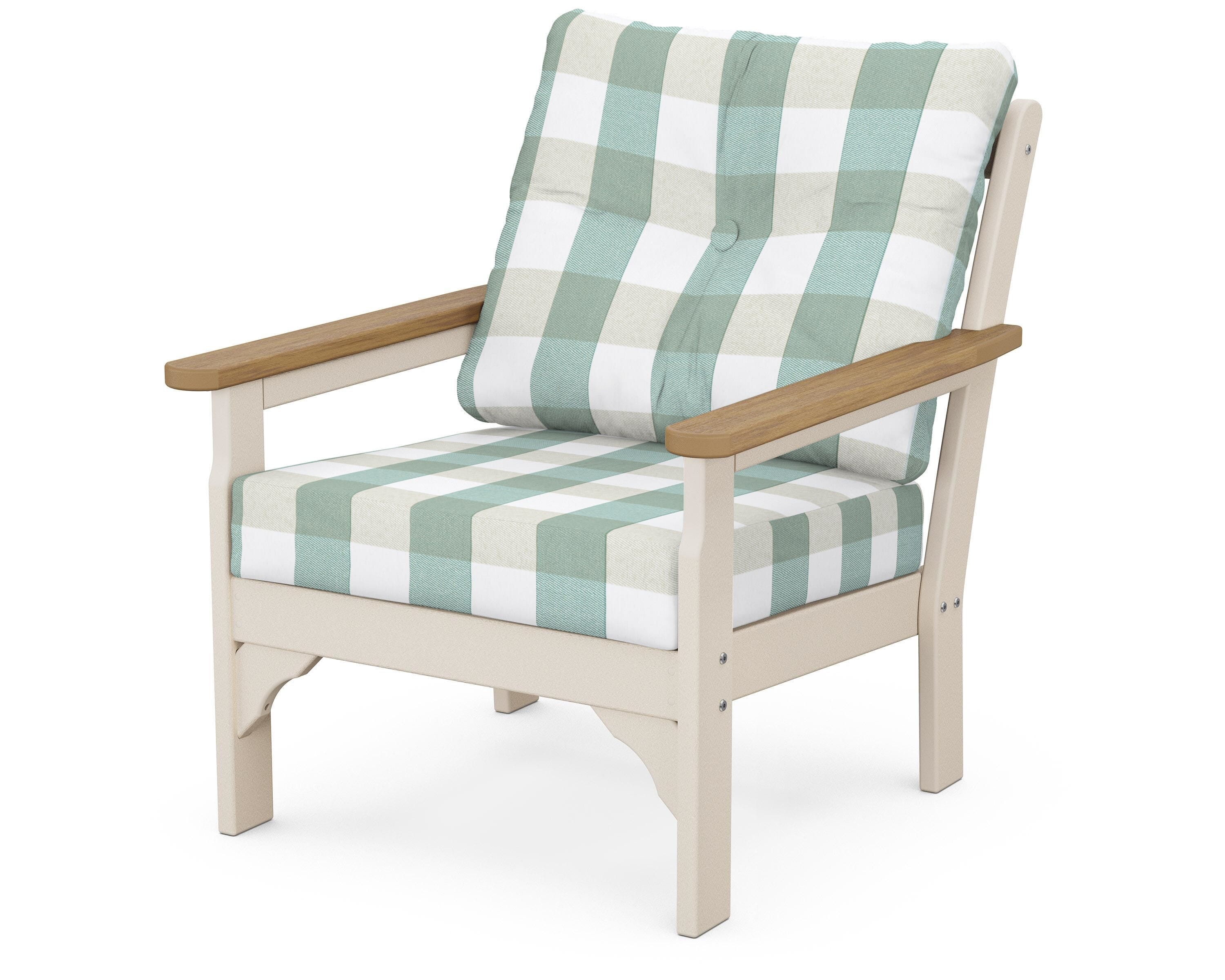 POLYWOOD® Vineyard Deep Seating Chair in Sand / Natural / Buffalo Plaid Glacier Spa