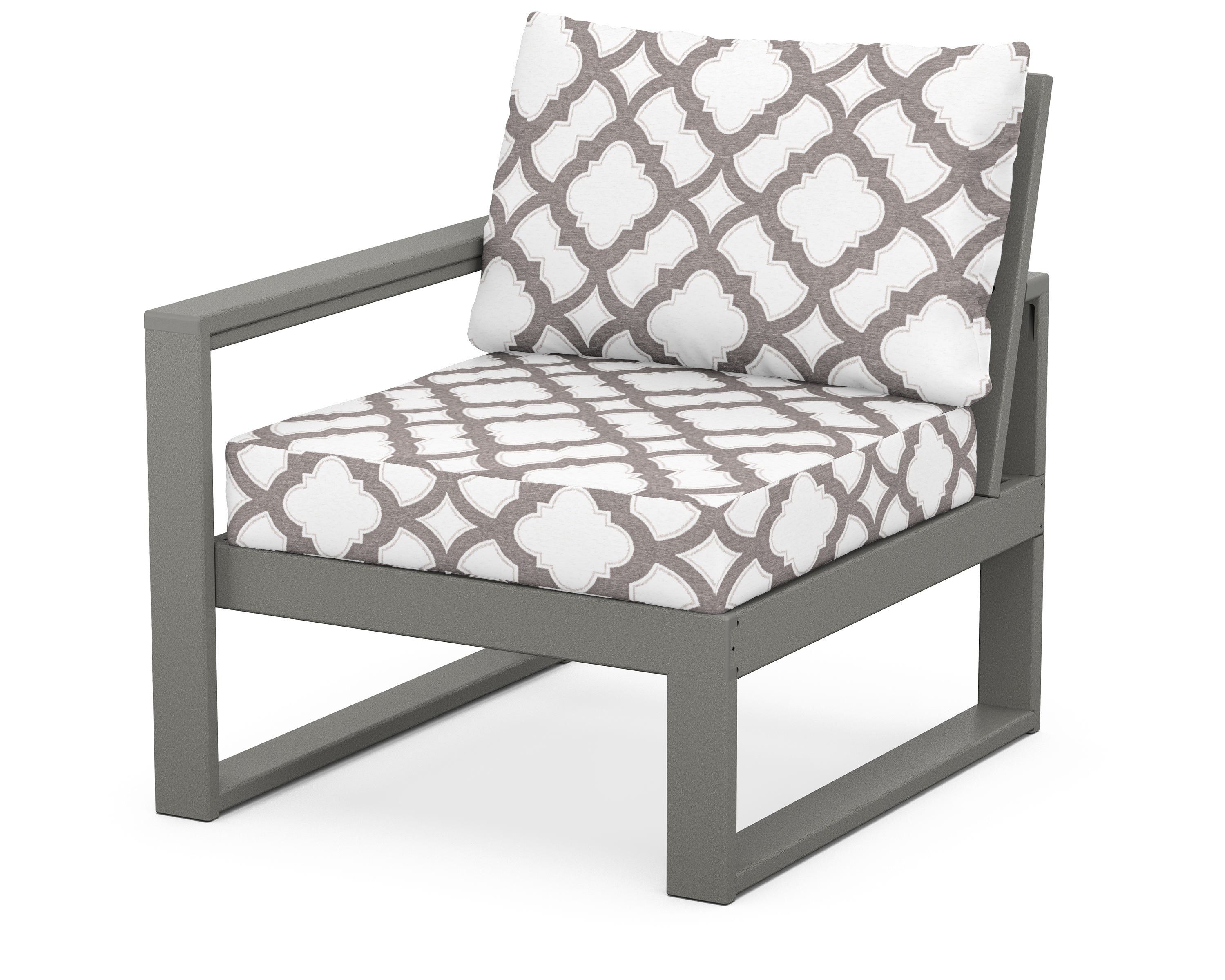 POLYWOOD® EDGE Modular Left Arm Chair in Slate Grey / Trellis Grey Mist