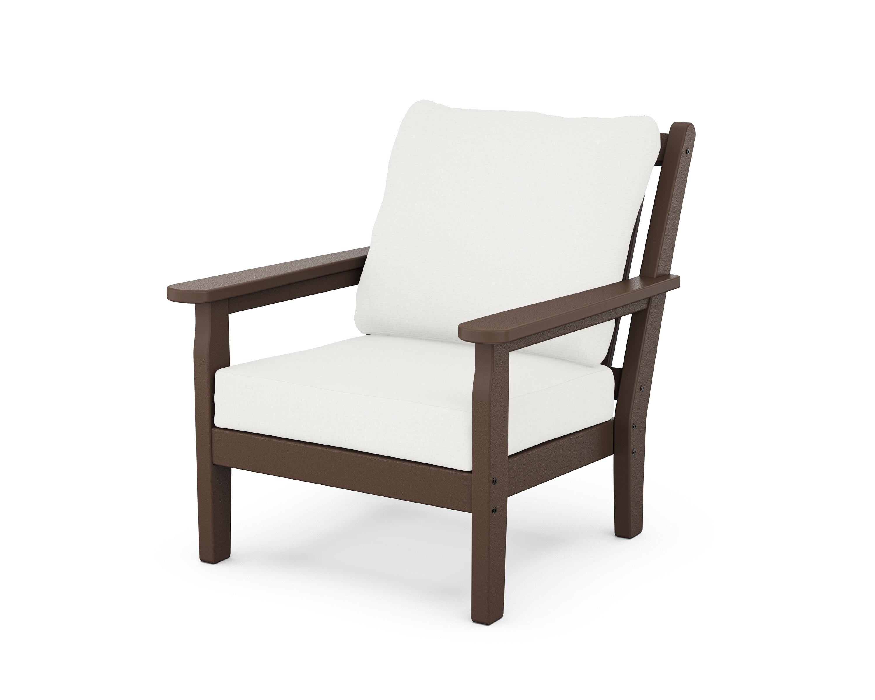 POLYWOOD® Chippendale Deep Seating Chair in Mahogany / Natural Linen
