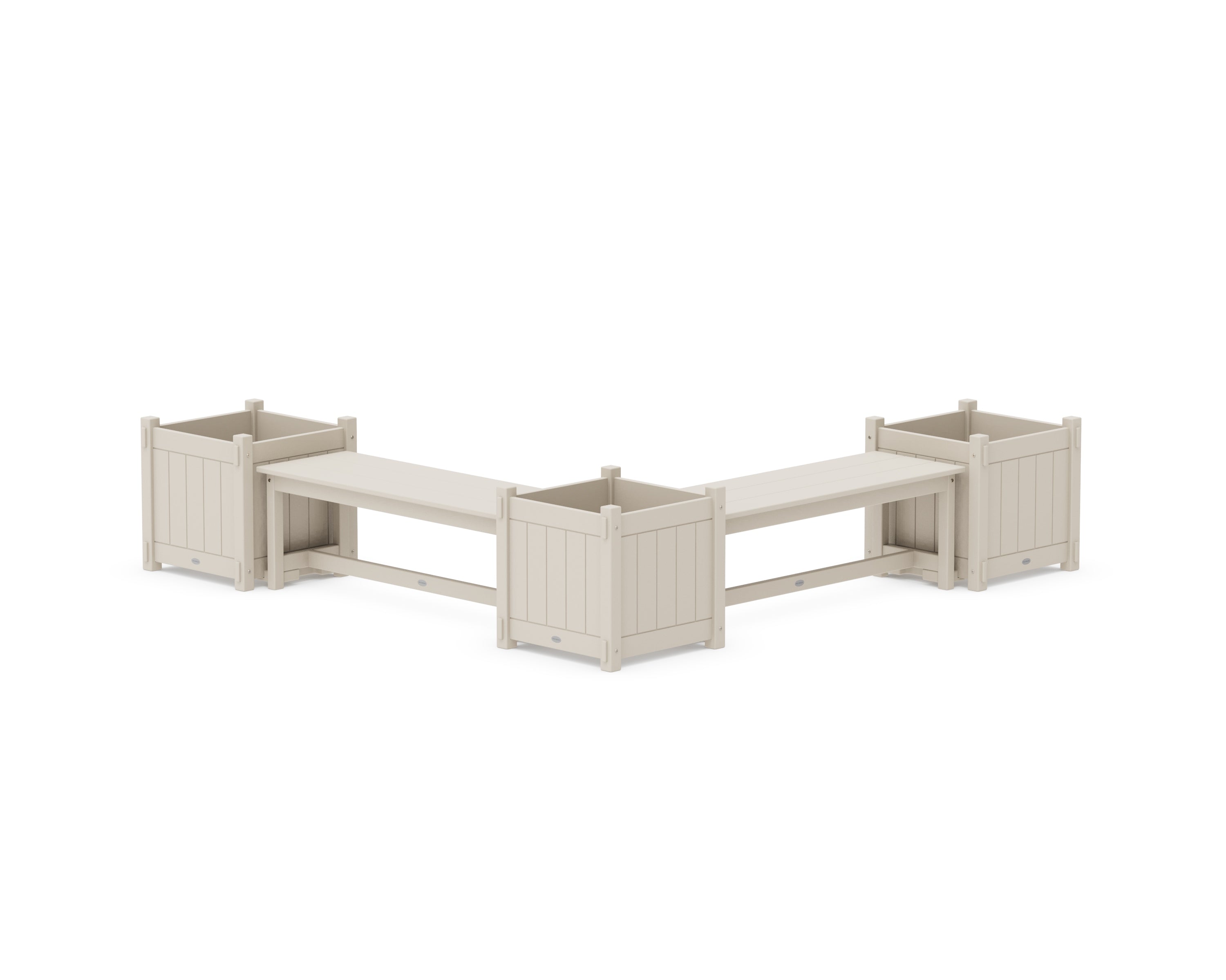 POLYWOOD® 48" Vineyard L- Shaped Planter Bench Corner Set - Large in Sand
