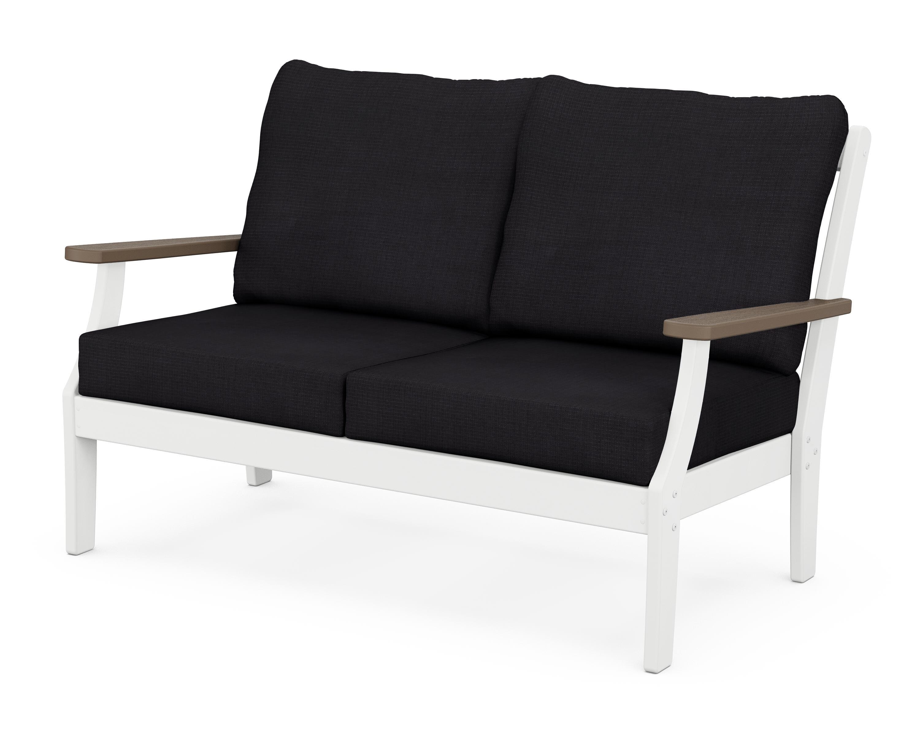 POLYWOOD® Braxton Deep Seating Loveseat in White / Kona / Midnight Linen