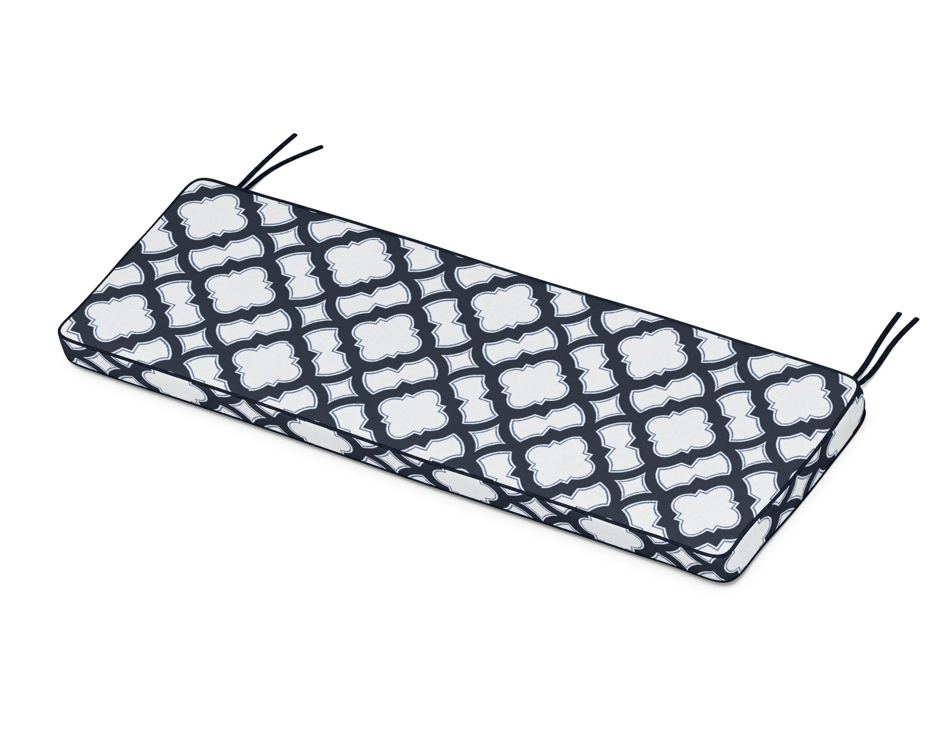 Martha Stewart by POLYWOOD® Chinoiserie Bench Seat Cushion in Trellis Marine Indigo