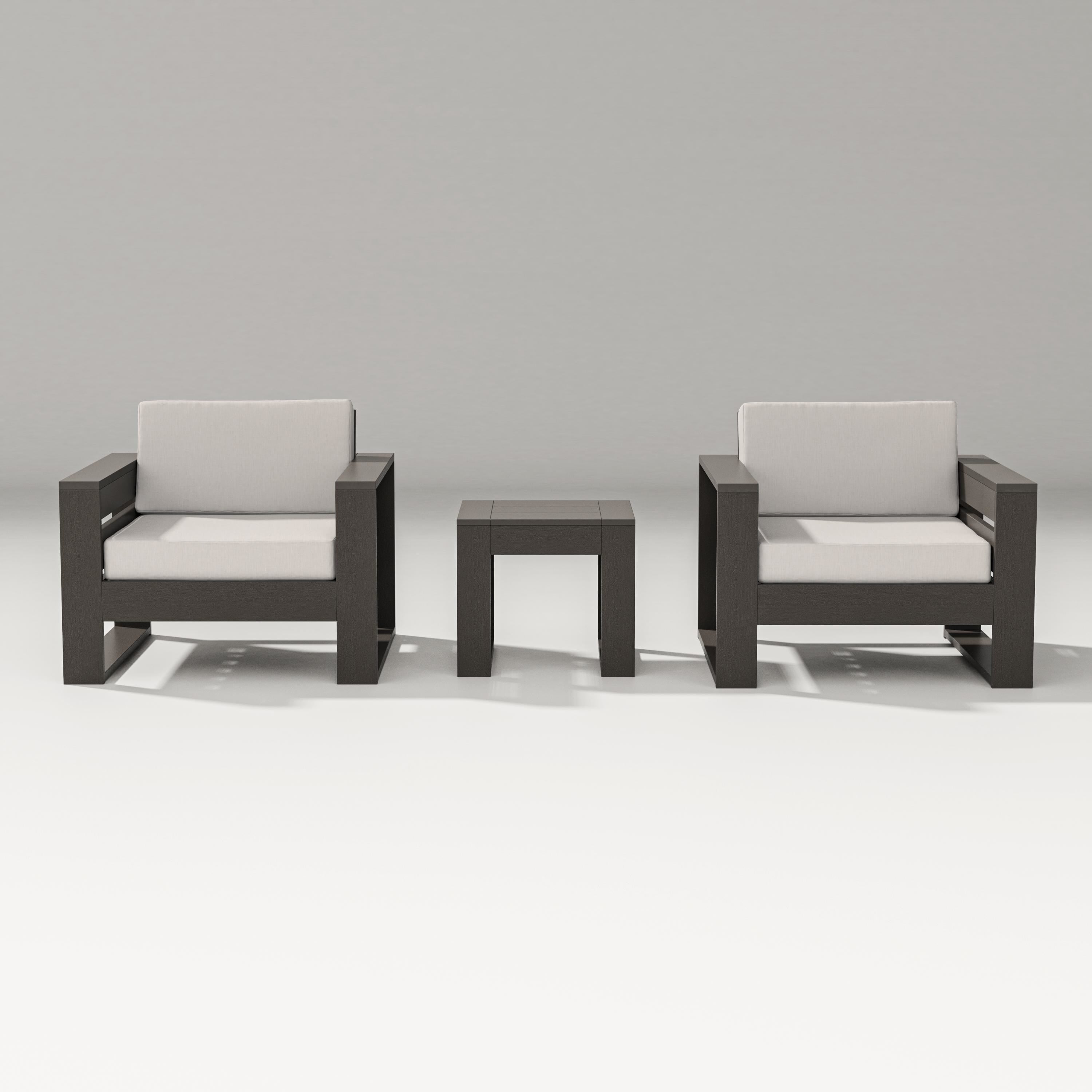 PW Designer Series Latitude 3-Piece Lounge Chair Set in Vintage Coffee / Cast Ash