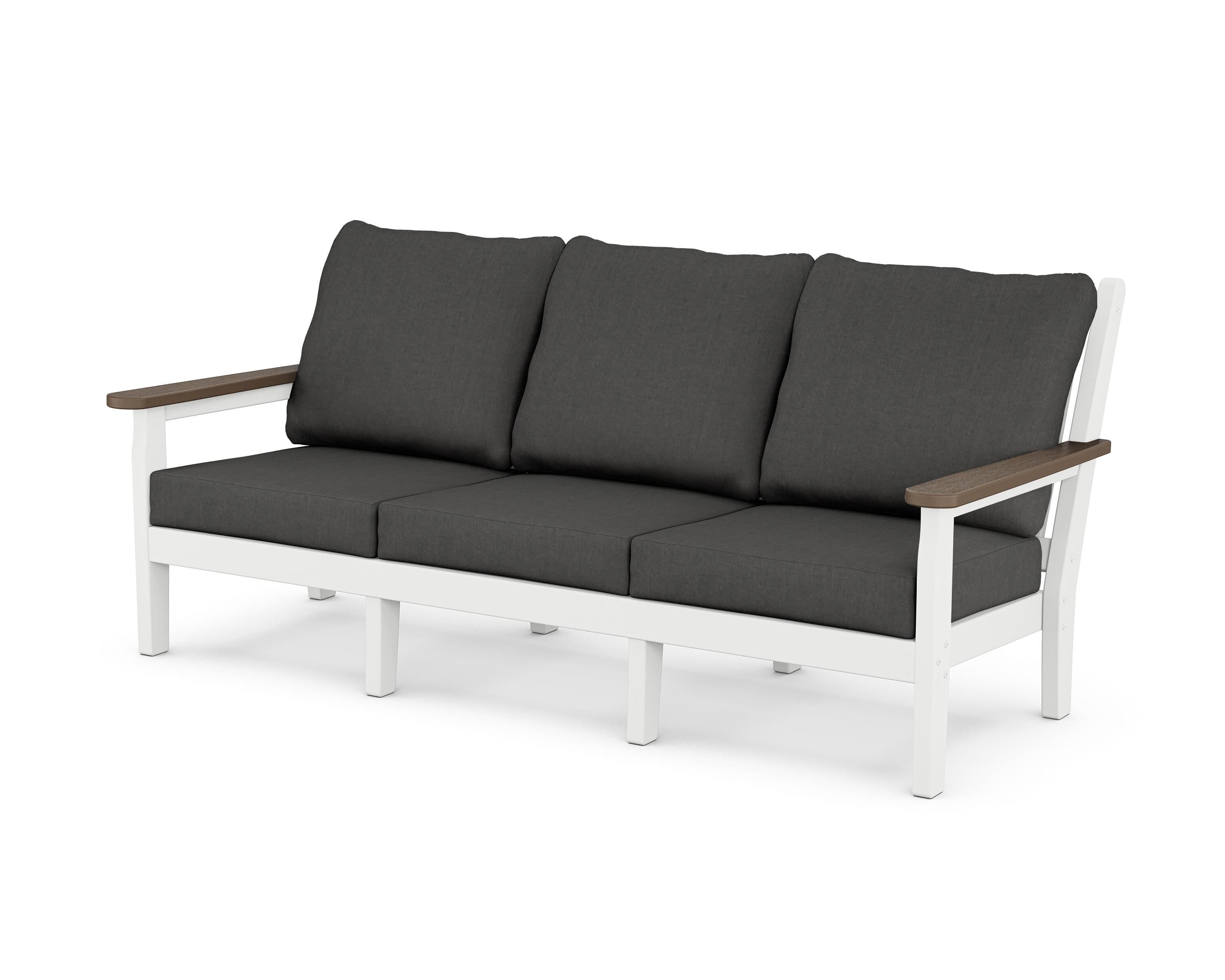 POLYWOOD® Chippendale Deep Seating Sofa in White / Kona / Spectrum Carbon