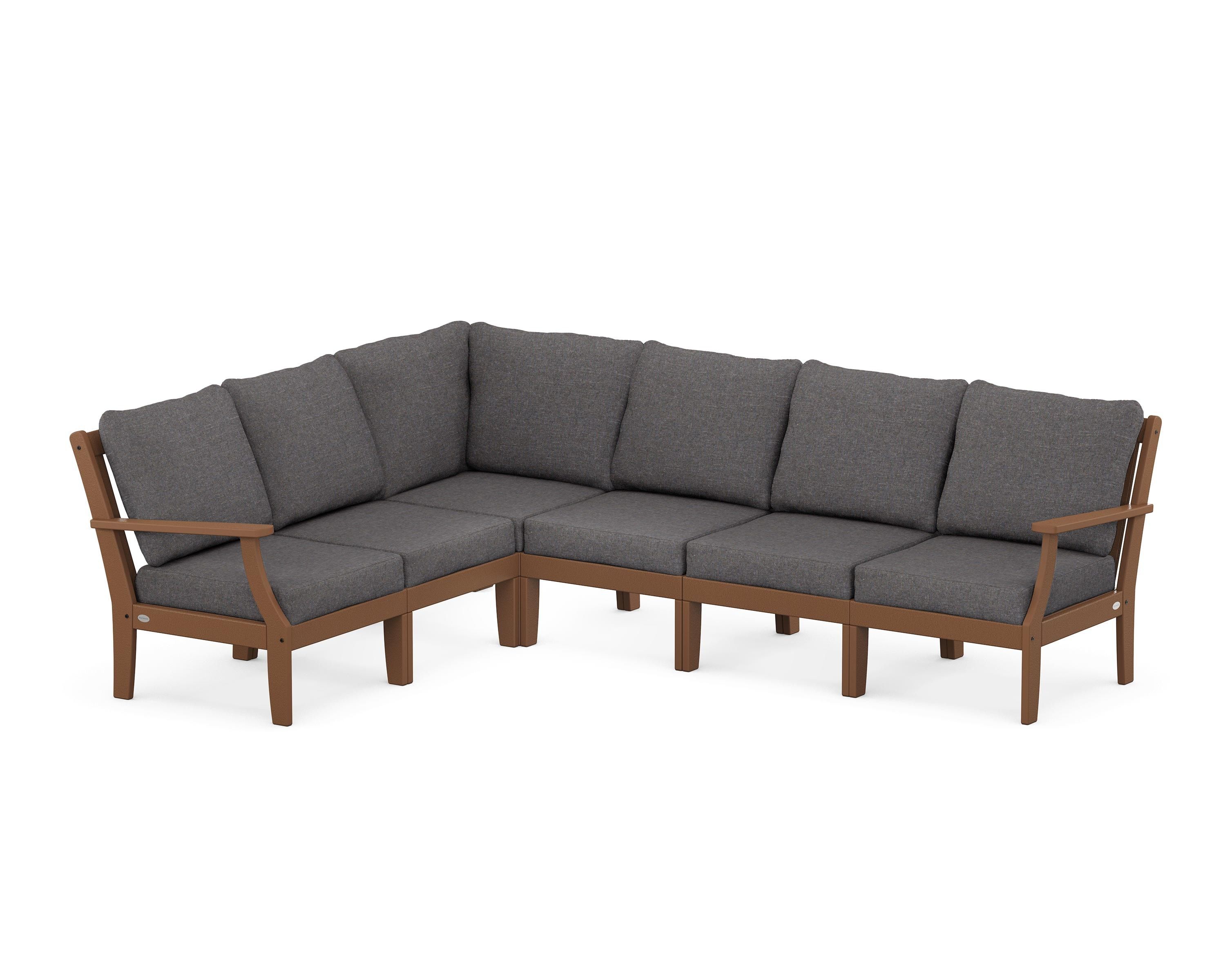 POLYWOOD® Braxton Modular 6-Piece Deep Seating Set in Teak / Ash Charcoal