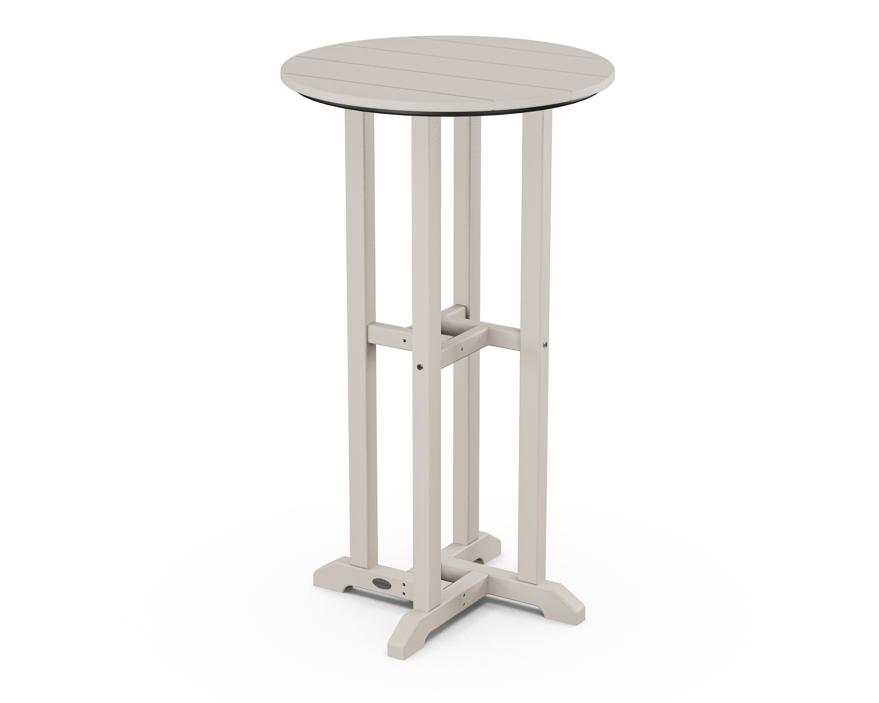 POLYWOOD® 24" Round Farmhouse Bar Bistro Table in Sand