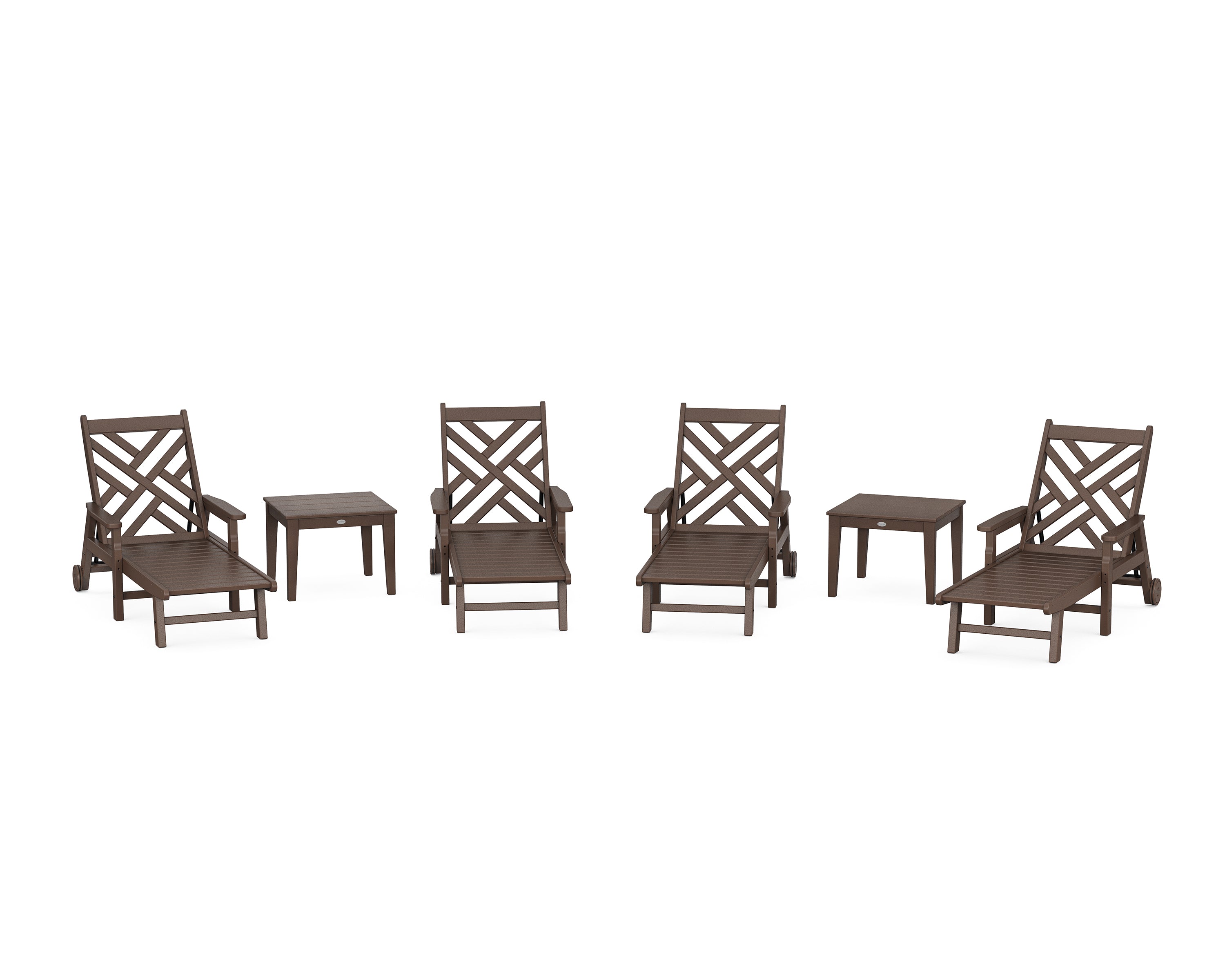 POLYWOOD® Chippendale 6-Piece Chaise Set with Arms and Wheels in Mahogany