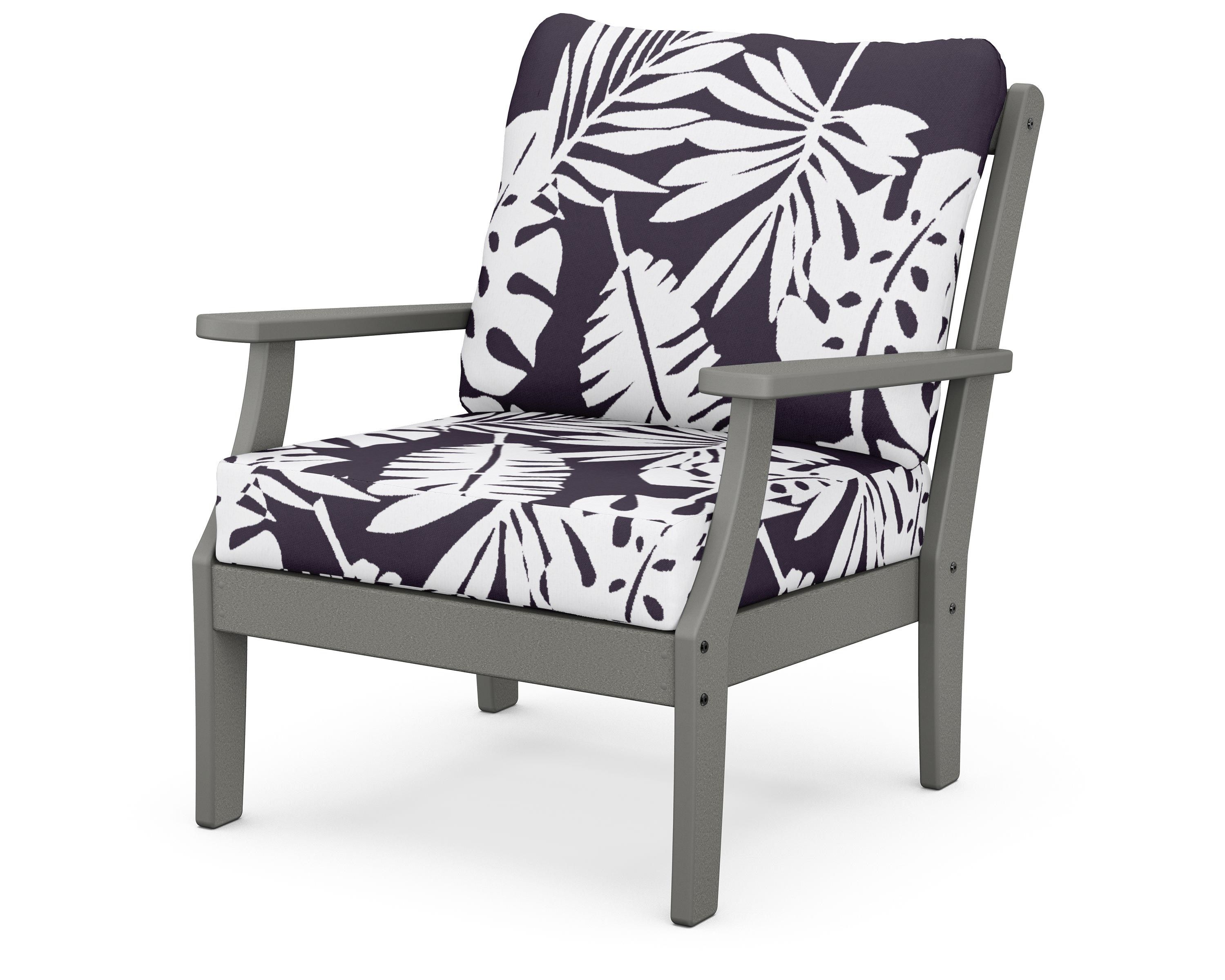 POLYWOOD® Braxton Deep Seating Chair in Slate Grey / Leaf Navy