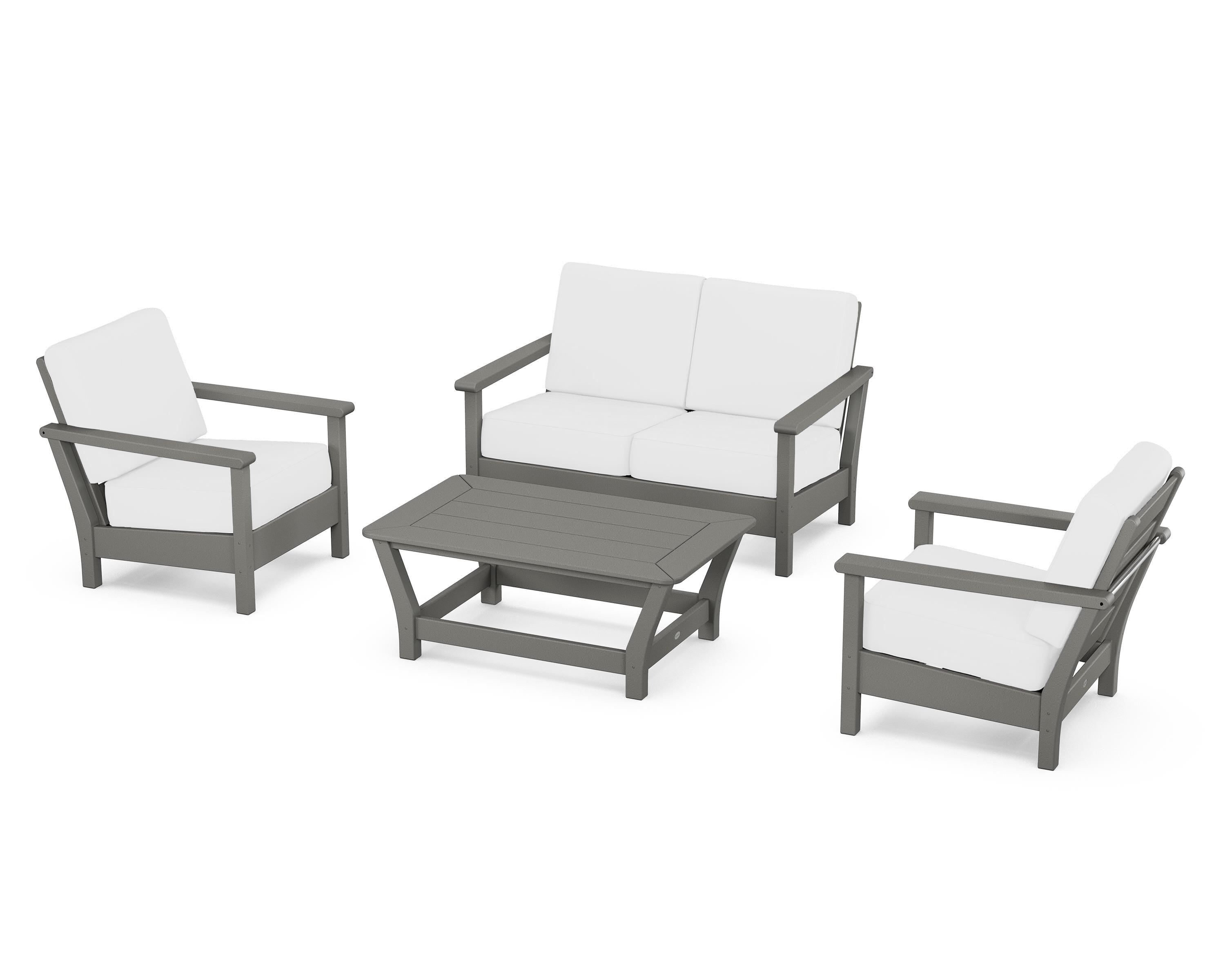 POLYWOOD® Harbour 4-Piece Deep Seating Set in Slate Grey / Natural