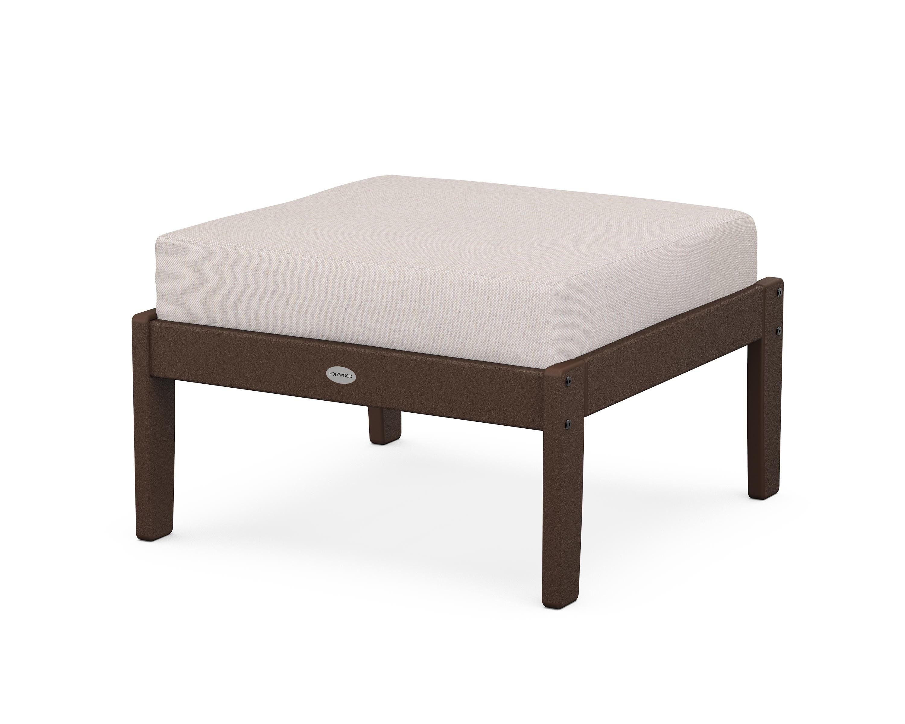 POLYWOOD® Braxton Deep Seating Ottoman in Mahogany / Dune Burlap