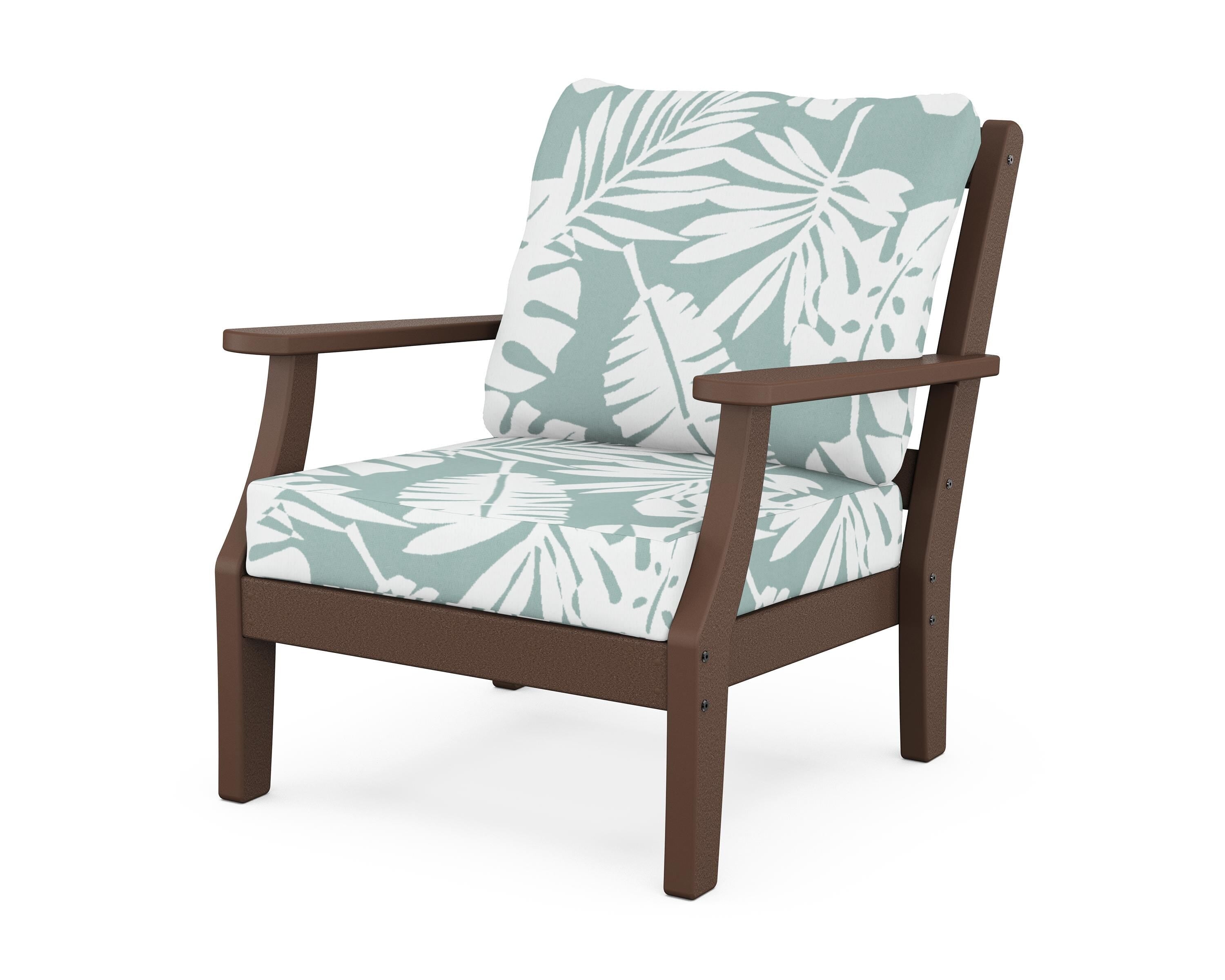 Martha Stewart by POLYWOOD® Chinoiserie Deep Seating Chair in Mahogany / Leaf Glacier Spa