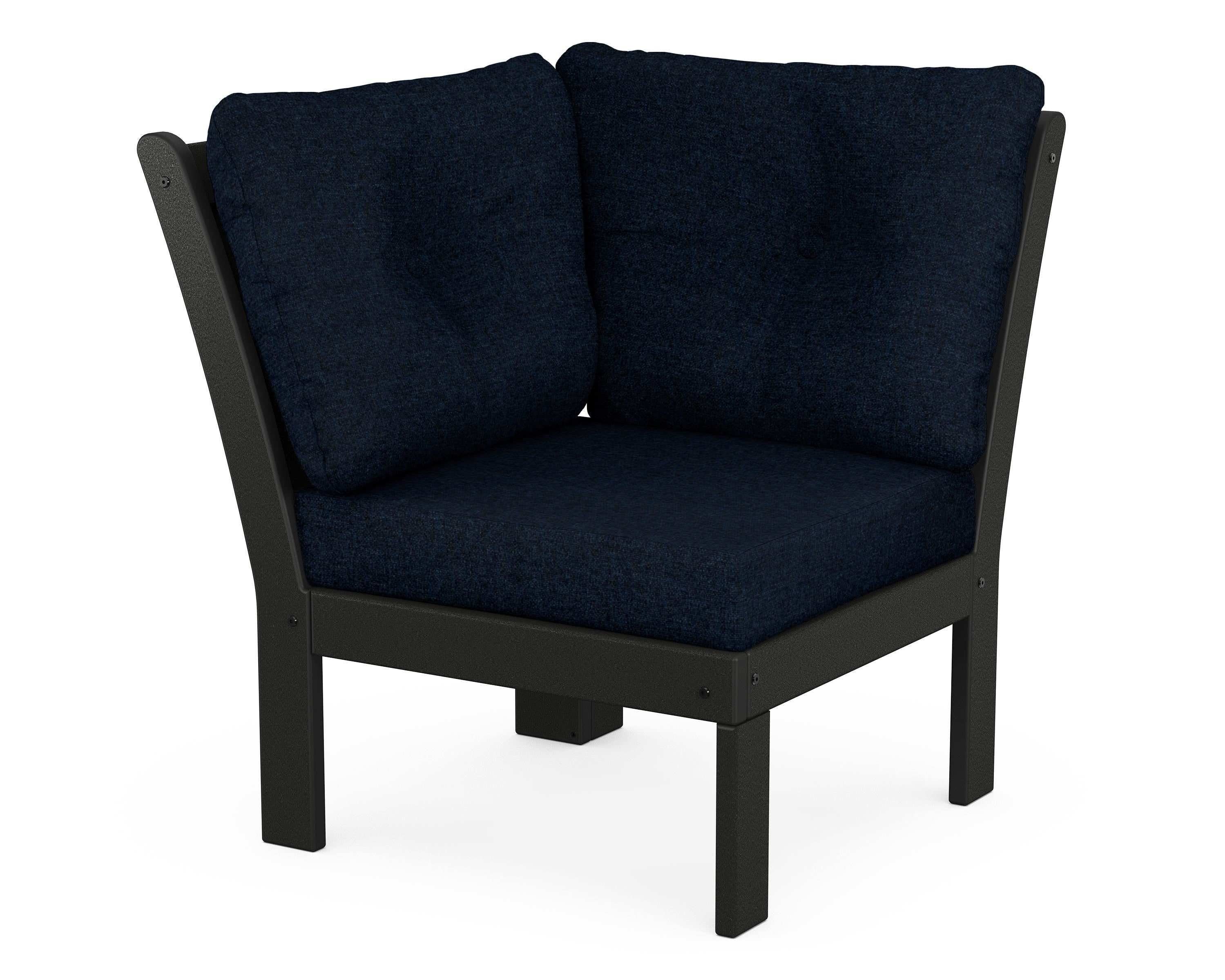 POLYWOOD® Vineyard Modular Corner Chair in Black / Marine Indigo
