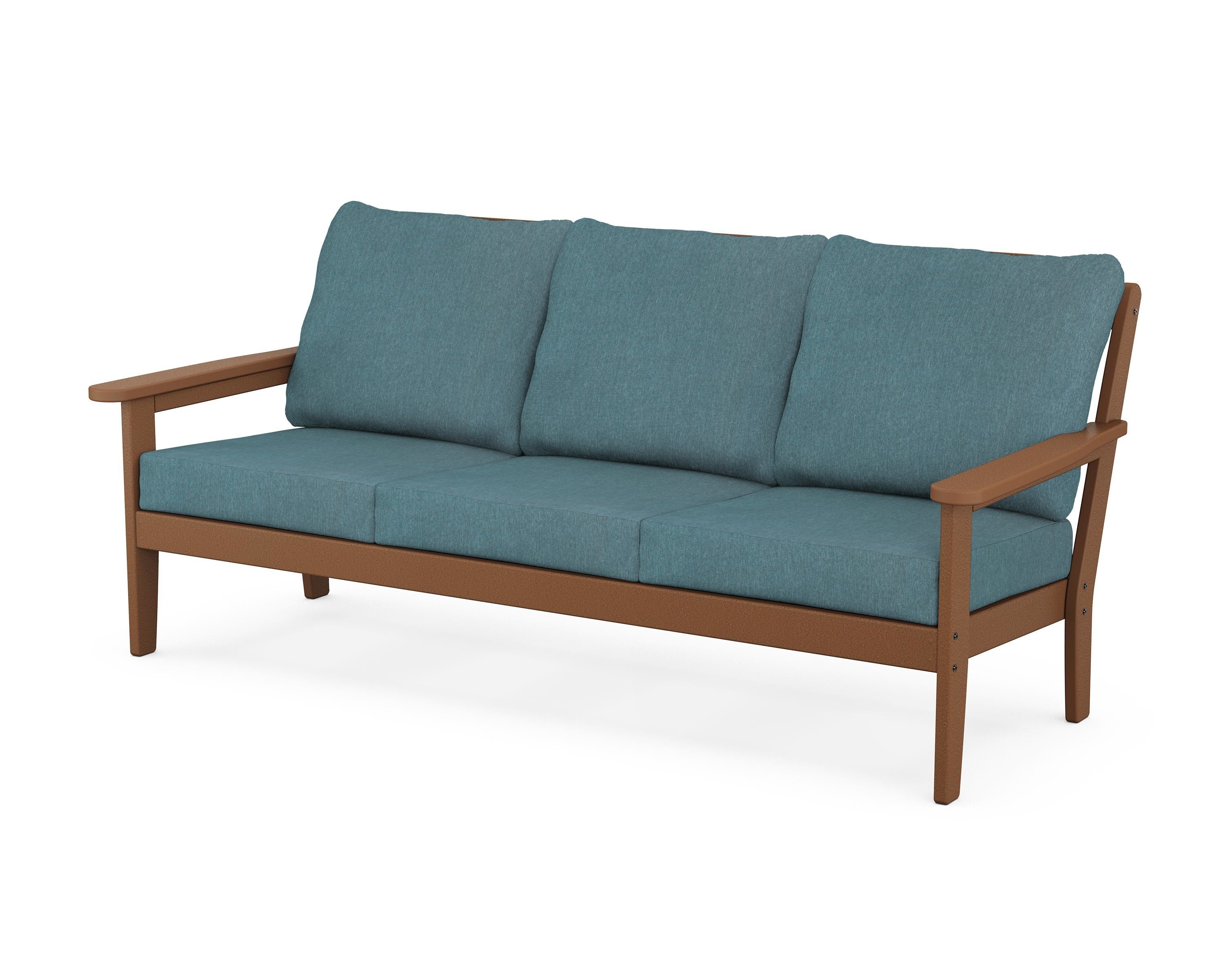 Country Living Cottage Deep Seating Sofa in Teak / Ocean Teal