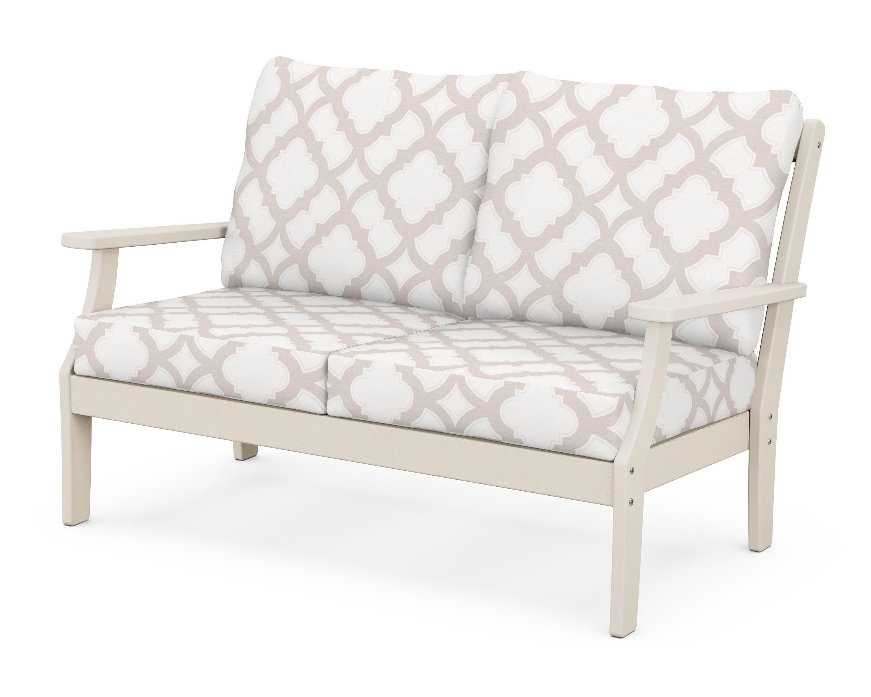 POLYWOOD® Braxton Deep Seating Loveseat in Sand / Trellis Dune Burlap