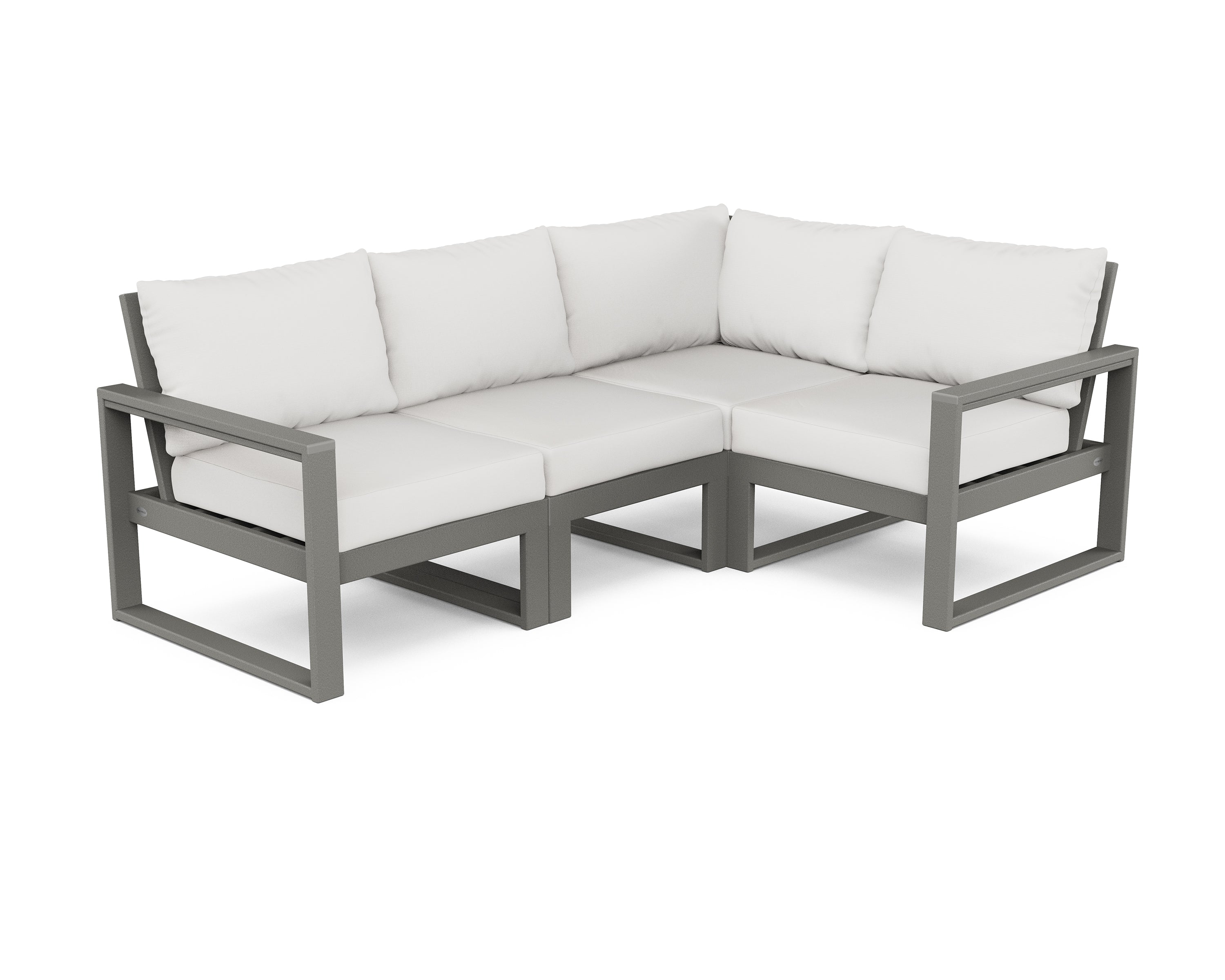 POLYWOOD® EDGE 4-Piece Modular Deep Seating Set in Slate Grey / Natural Linen