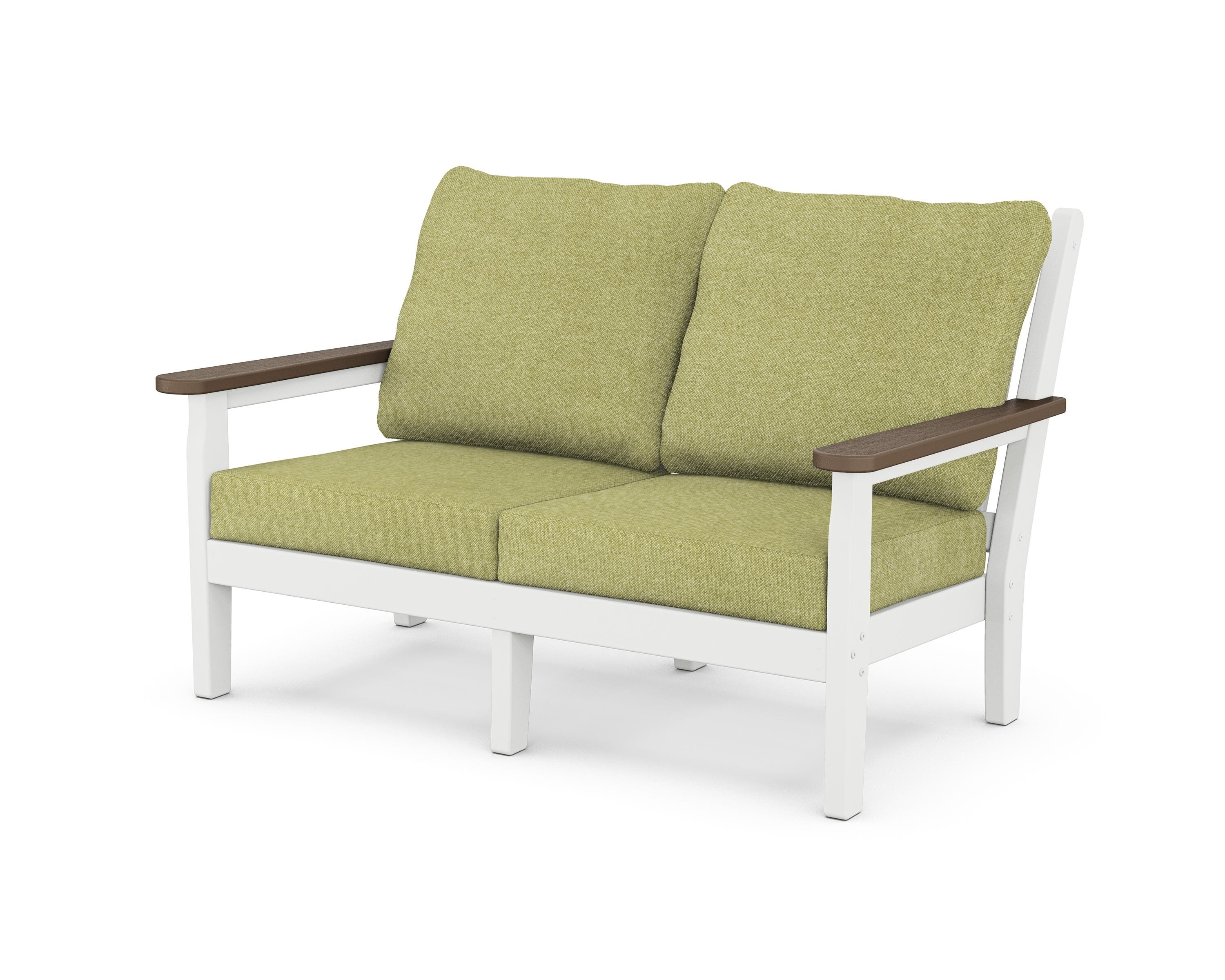 POLYWOOD® Chippendale Deep Seating Loveseat in White / Kona / Chartreuse Boucle