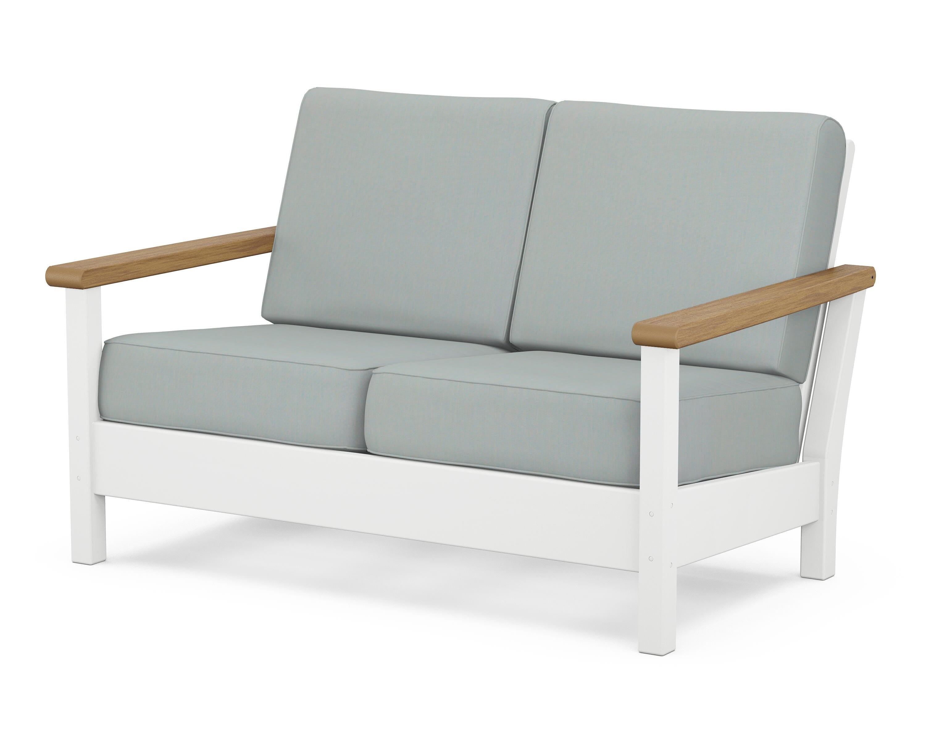 POLYWOOD® Harbour Deep Seating Loveseat in White / Natural / Spa
